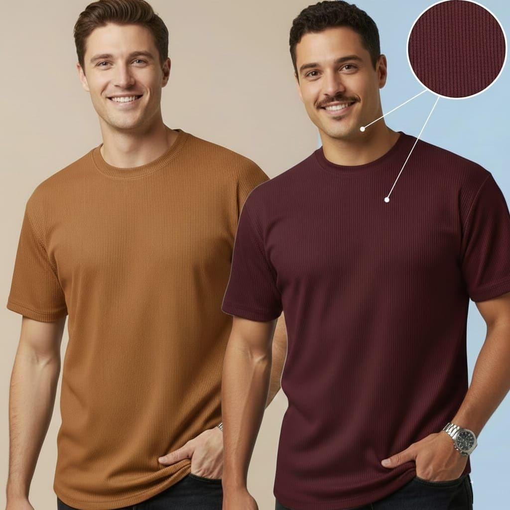 fashion globe Men Self Design Round Neck Polyester Multicolor T-Shirt-picture-14