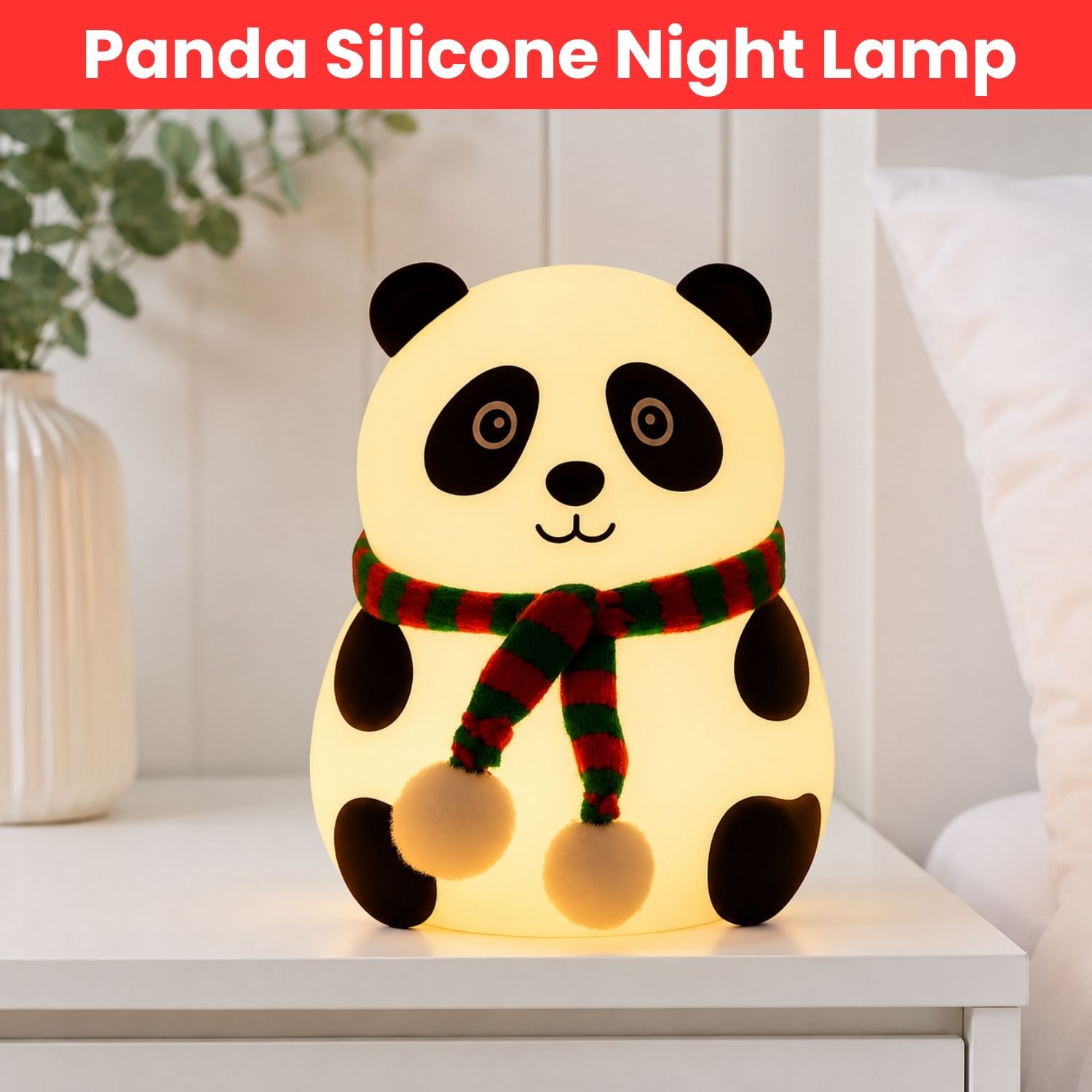 clairbell Panda LED Night Lamp, Silicone Rechargeable Bedside Light with Touch ControlU462 Night Lamp-picture-18