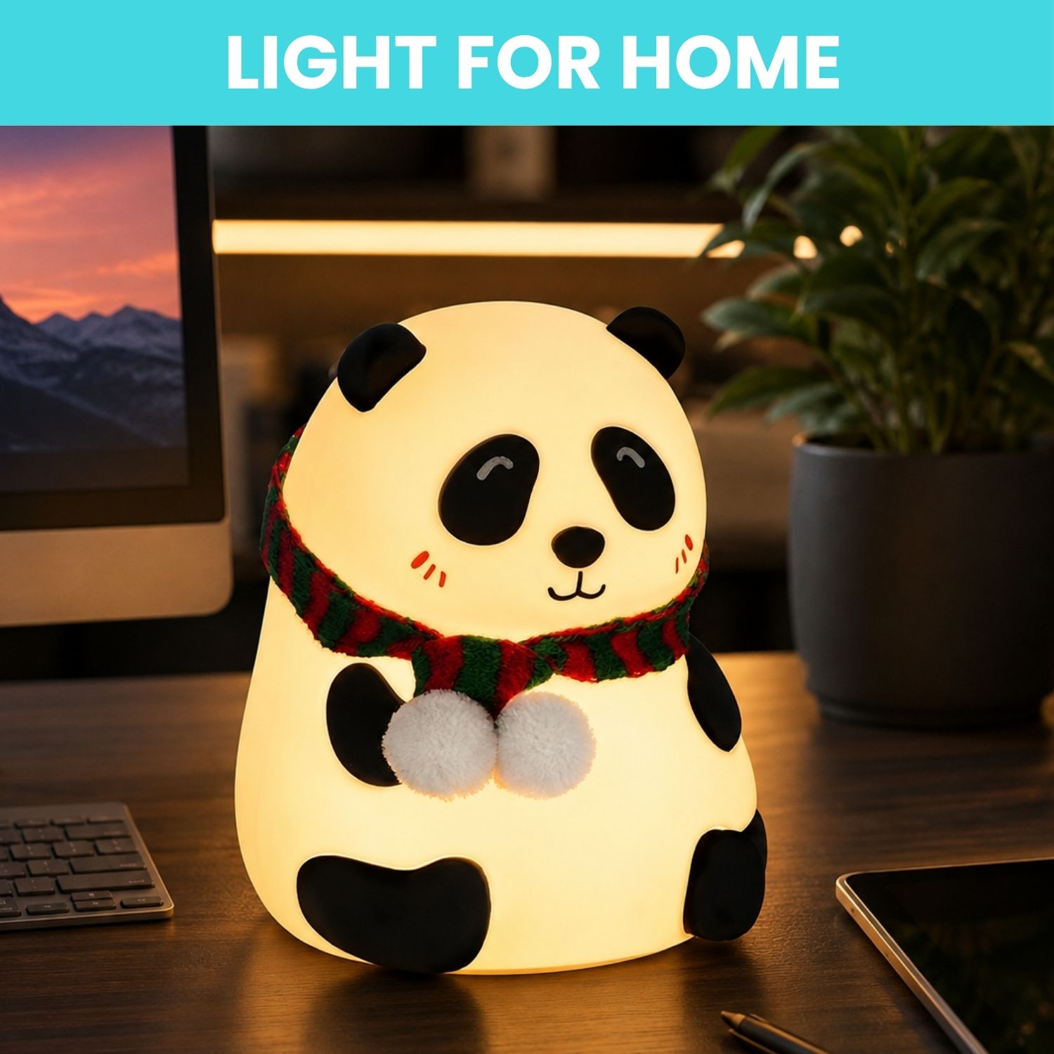 frony Panda LED Night Lamp, Silicone Rechargeable Bedside Light with Touch ControlY59 Night Lamp-picture-24