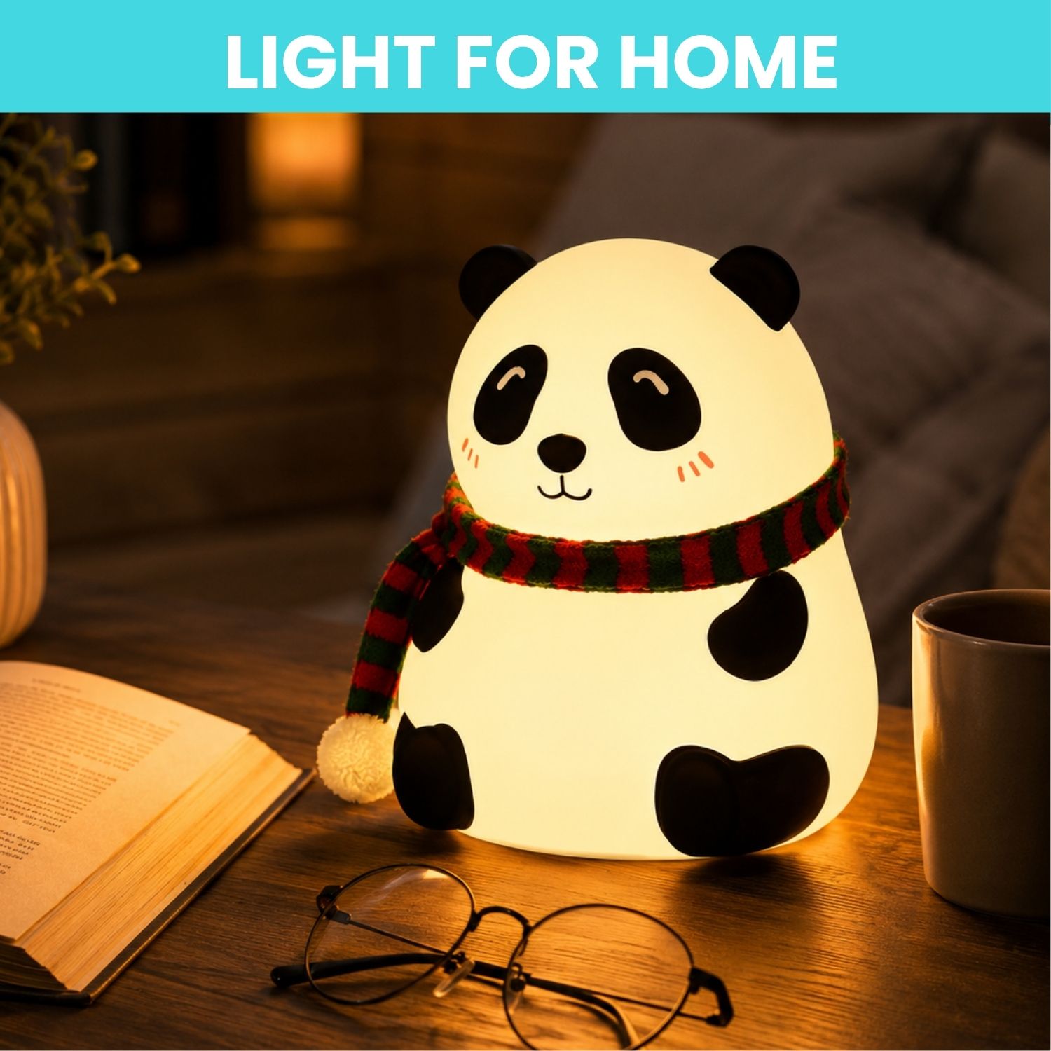 clairbell Panda LED Night Lamp, Silicone Rechargeable Bedside Light with Touch ControlU260 Night Lamp-picture-39