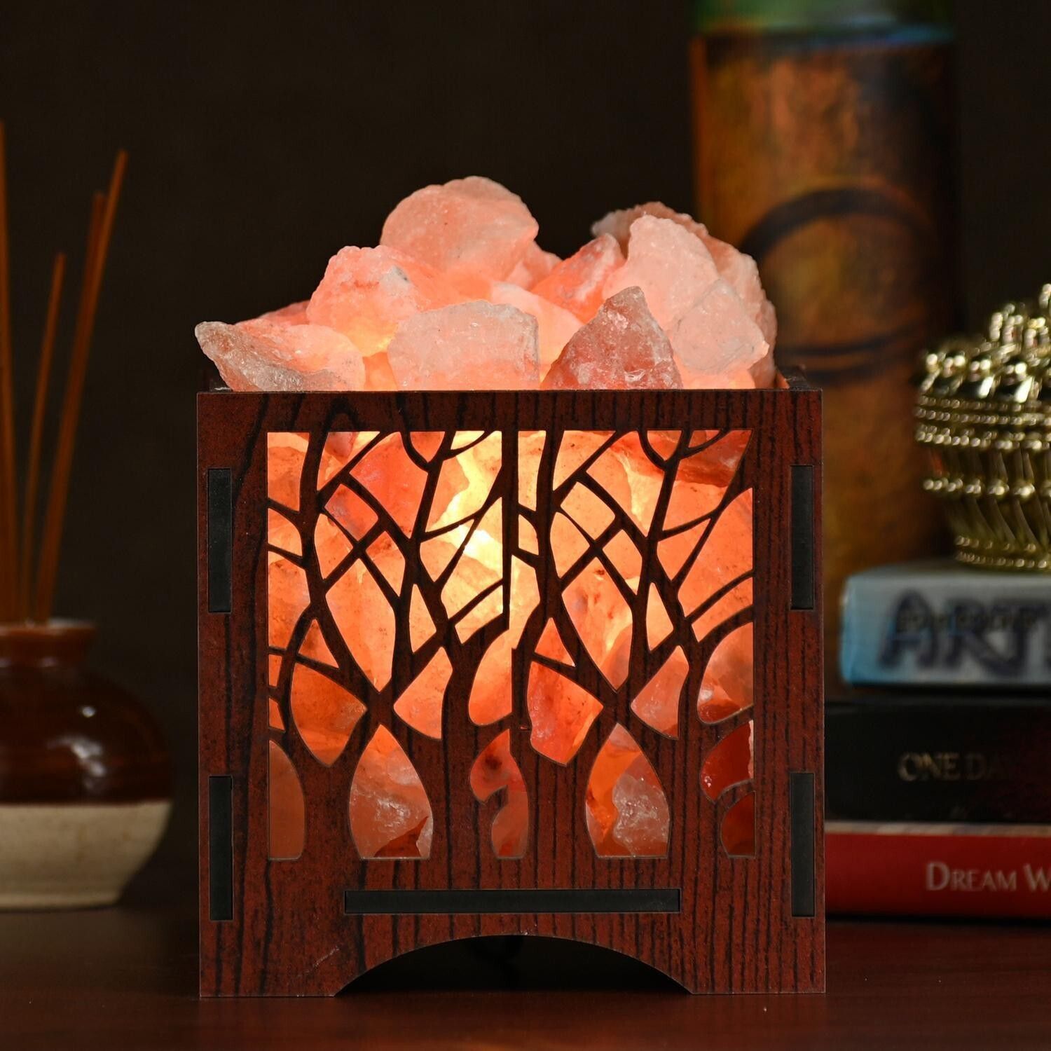 Wooden Basket Salt Lamp Himalayan Rock Salt Lamp for Positive Energy, Vastu, Healing, Harmony, Purification, Best Wellness Gifting Option Salt Lamp Table Lamp-image-12