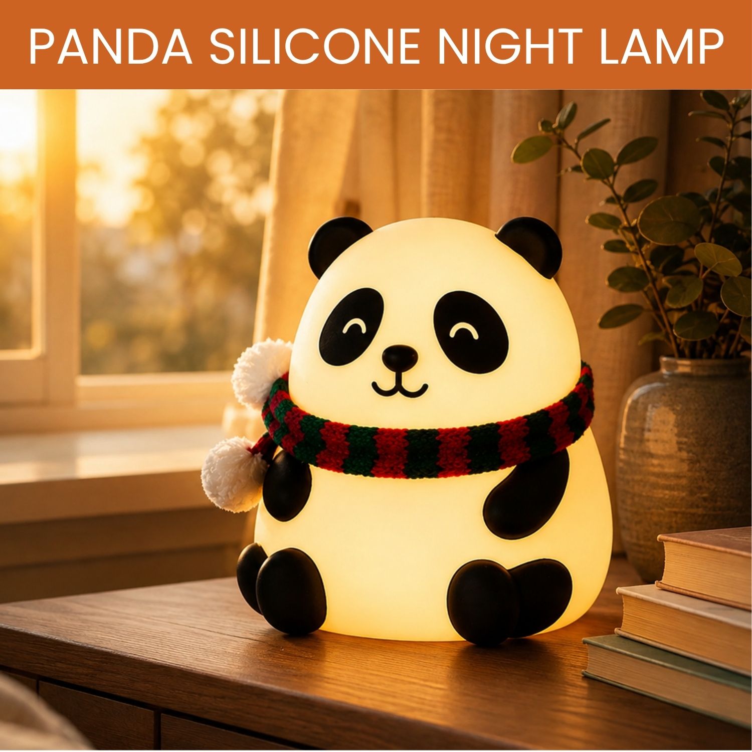clairbell Panda LED Night Lamp, Silicone Rechargeable Bedside Light with Touch ControlU359 Night Lamp-picture-19