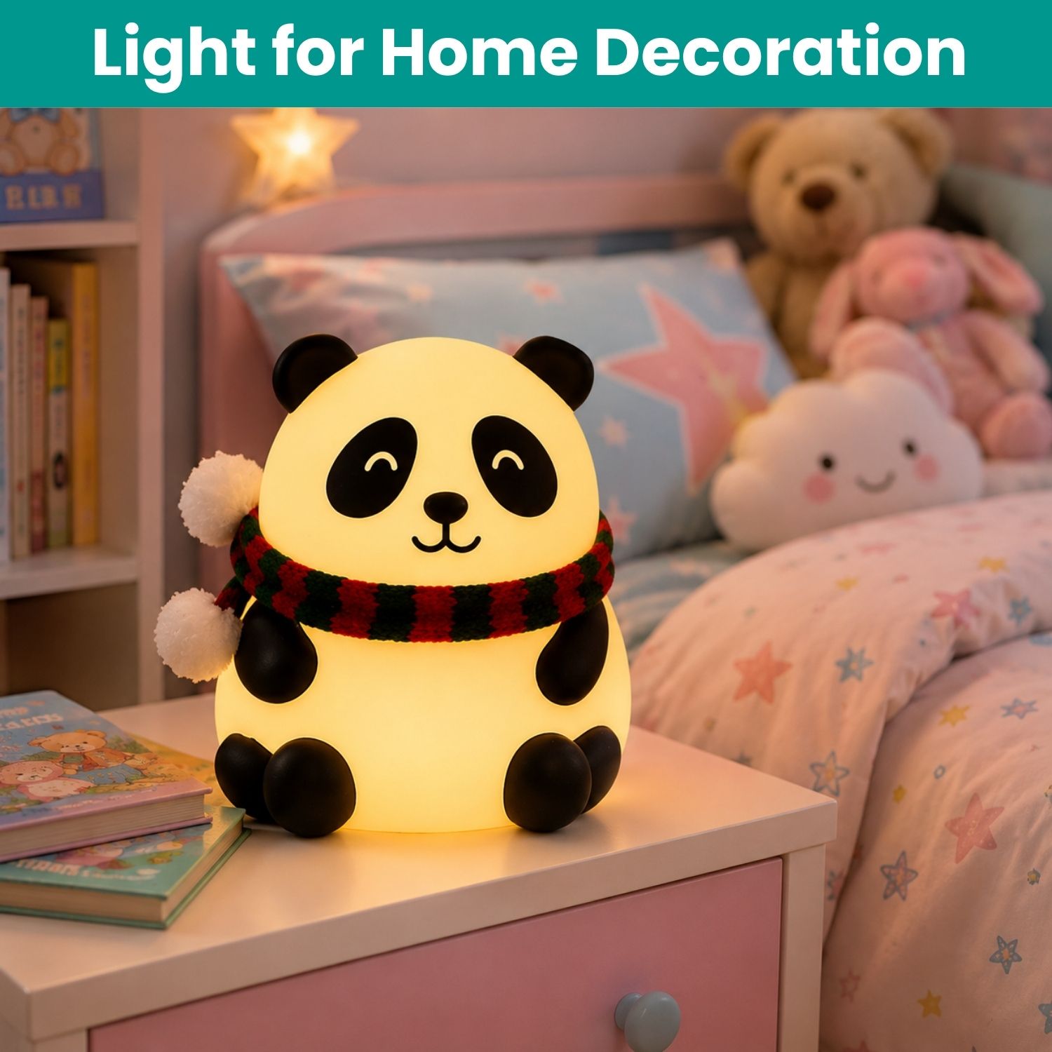 sacro Panda LED Night Lamp, Silicone Rechargeable Bedside Light with Touch ControlT320 Night Lamp-picture-16
