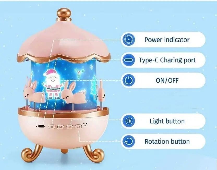 360° Rotating Cute Bunny Galaxy LED Projector Lamp Night Lamp-image-25