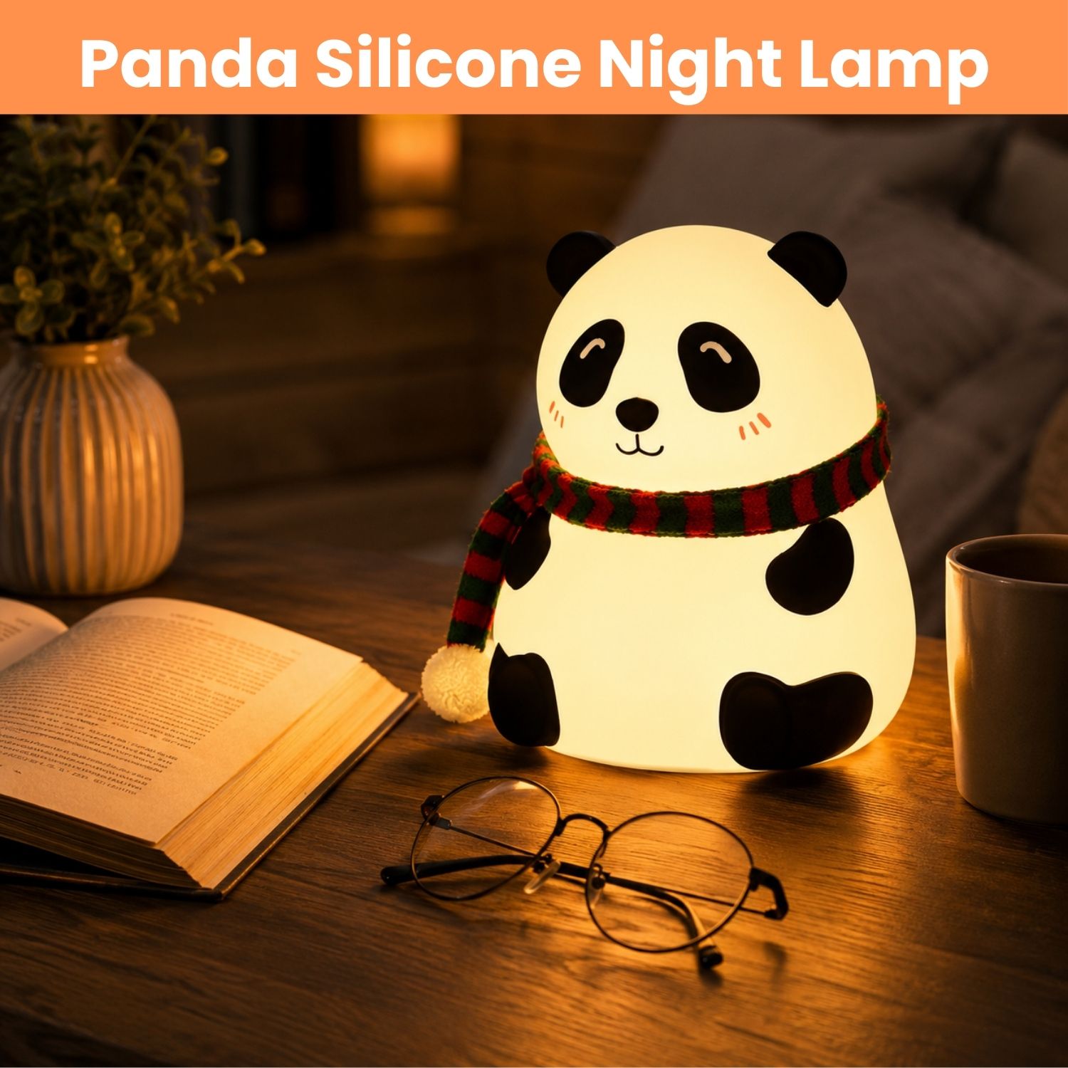 frony Panda LED Night Lamp, Silicone Rechargeable Bedside Light with Touch ControlY402 Night Lamp-picture-42