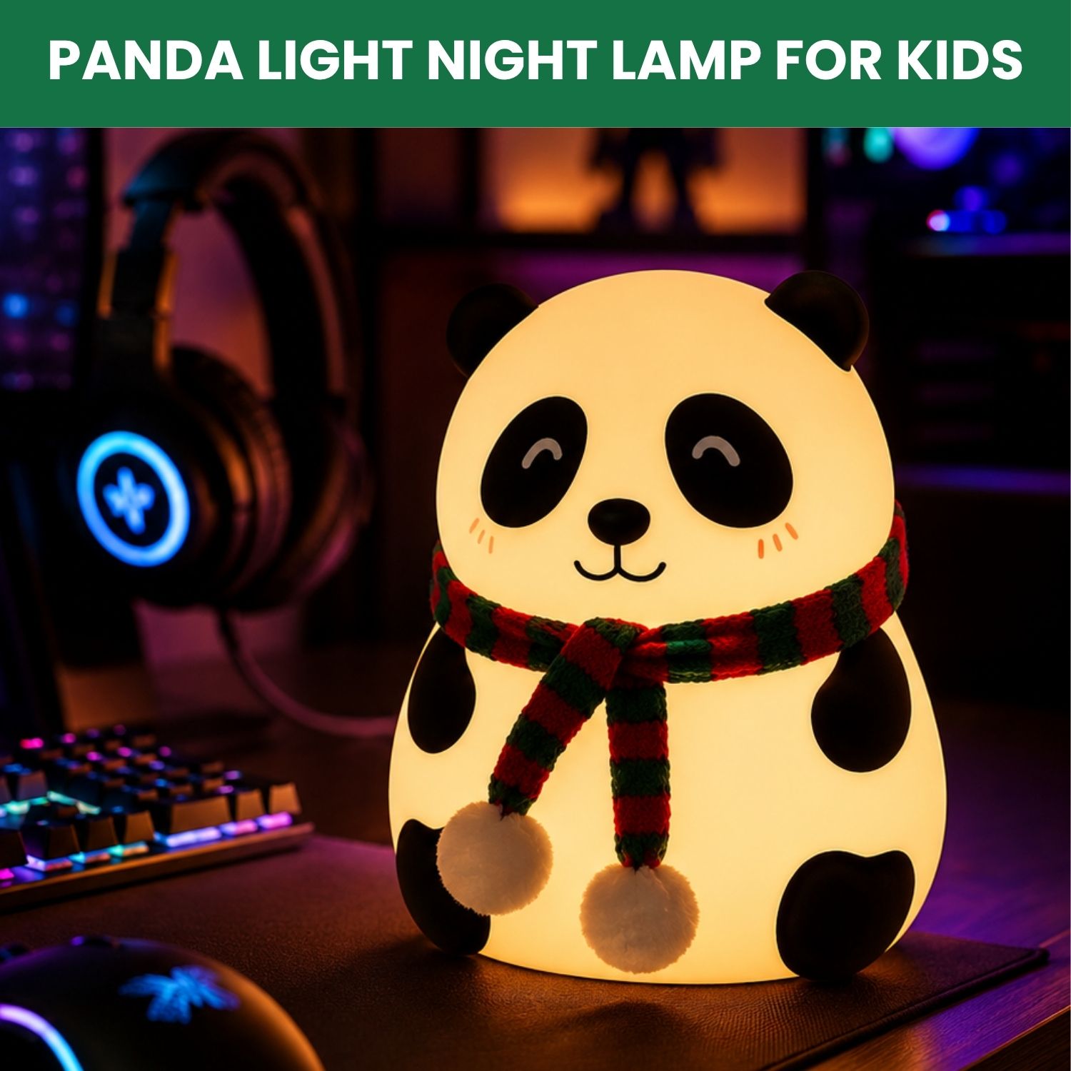 yaroh Panda LED Night Lamp, Silicone Rechargeable Bedside Light with Touch ControlE419 Night Lamp-picture-13