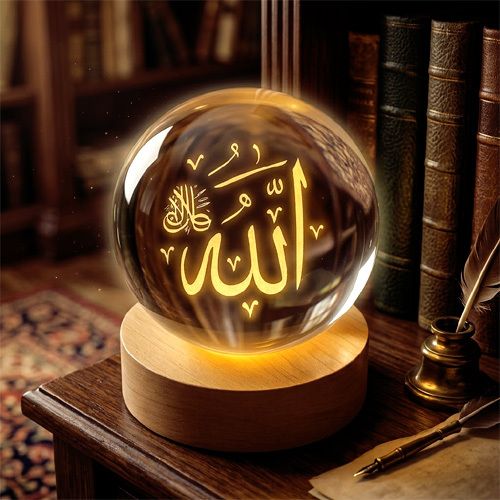 global reach Radiant Light Ball Lamp Featuring Allah Calligraphy – Elegant Islamic Decor Night Lamp-picture-17