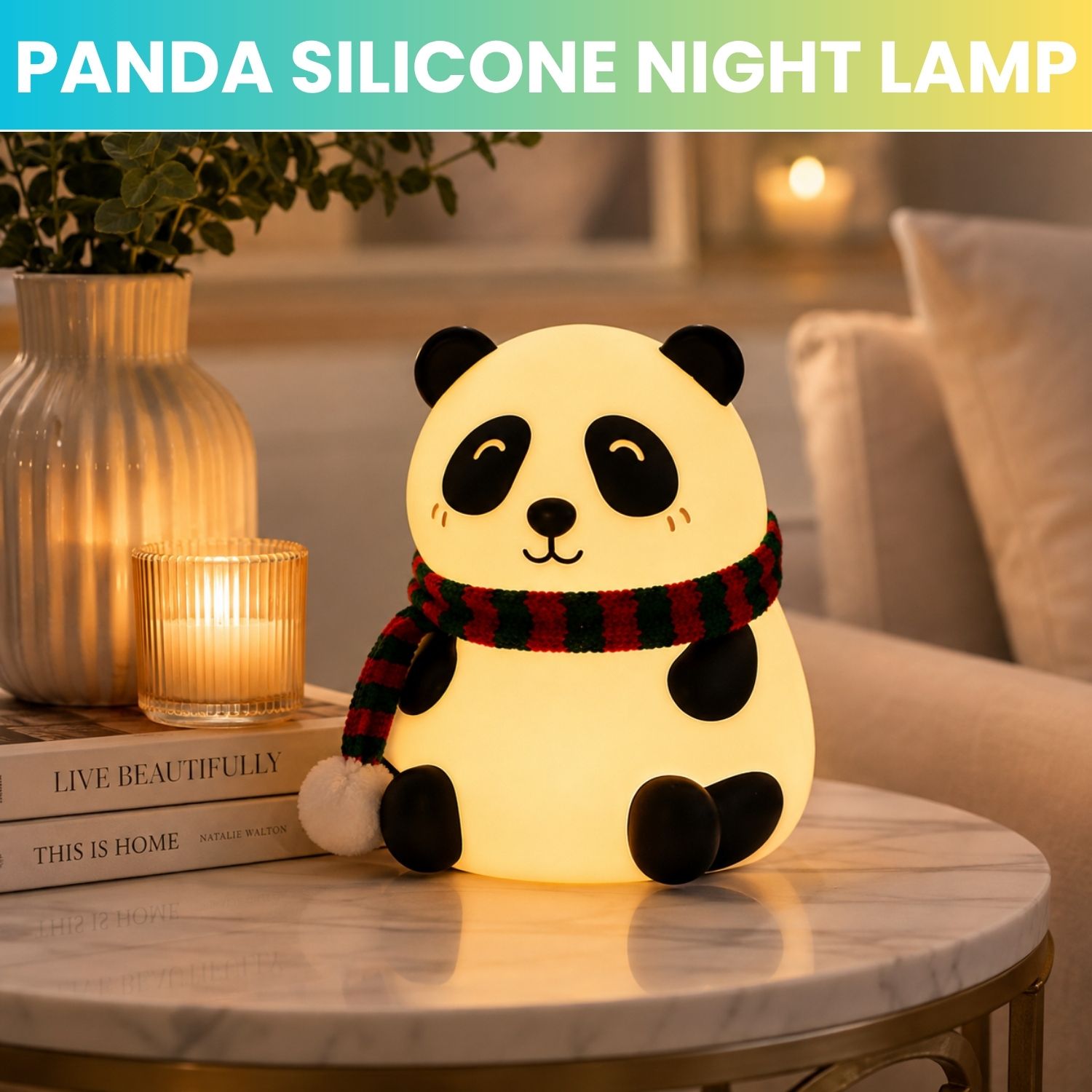yaroh Panda LED Night Lamp, Silicone Rechargeable Bedside Light with Touch ControlE211 Night Lamp-picture-24