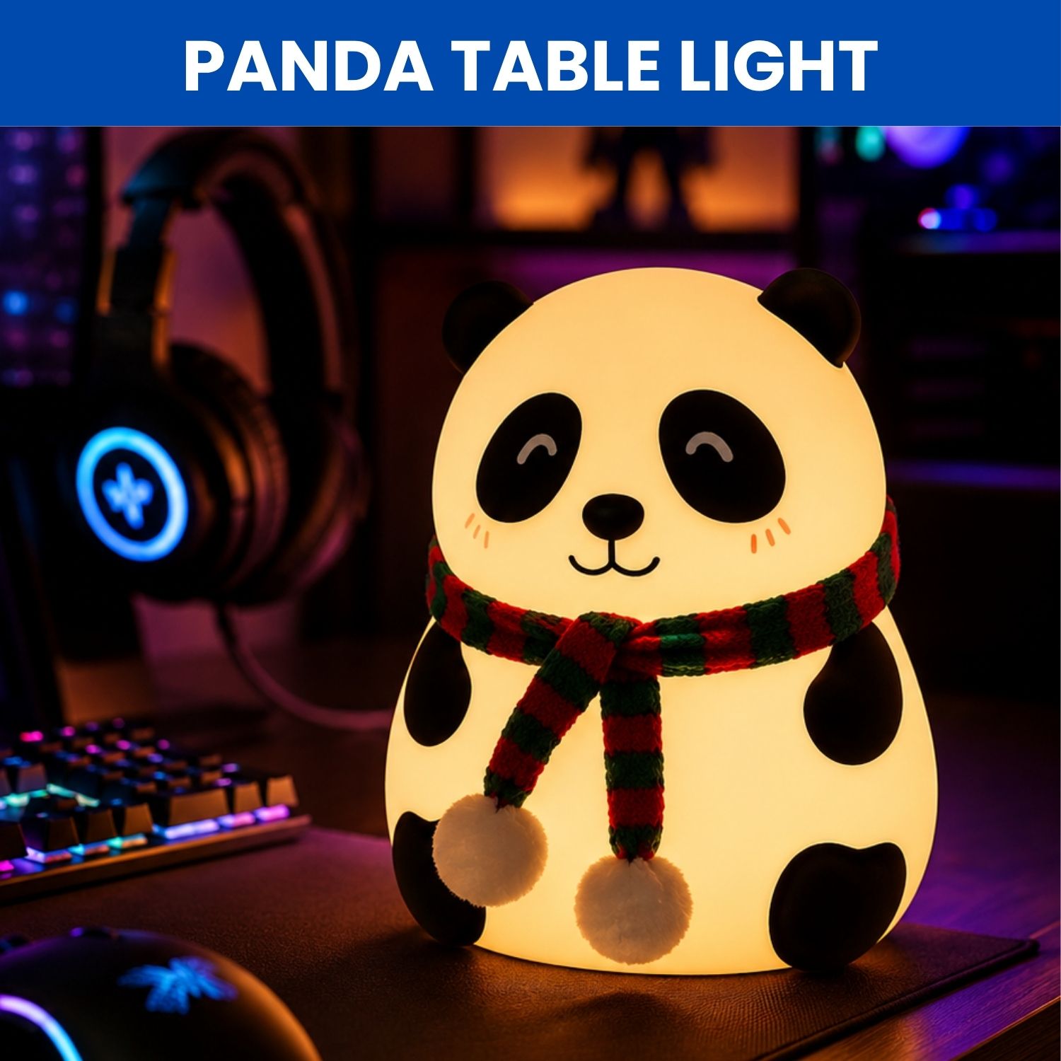clairbell Panda LED Night Lamp, Silicone Rechargeable Bedside Light with Touch ControlU267 Night Lamp-picture-44