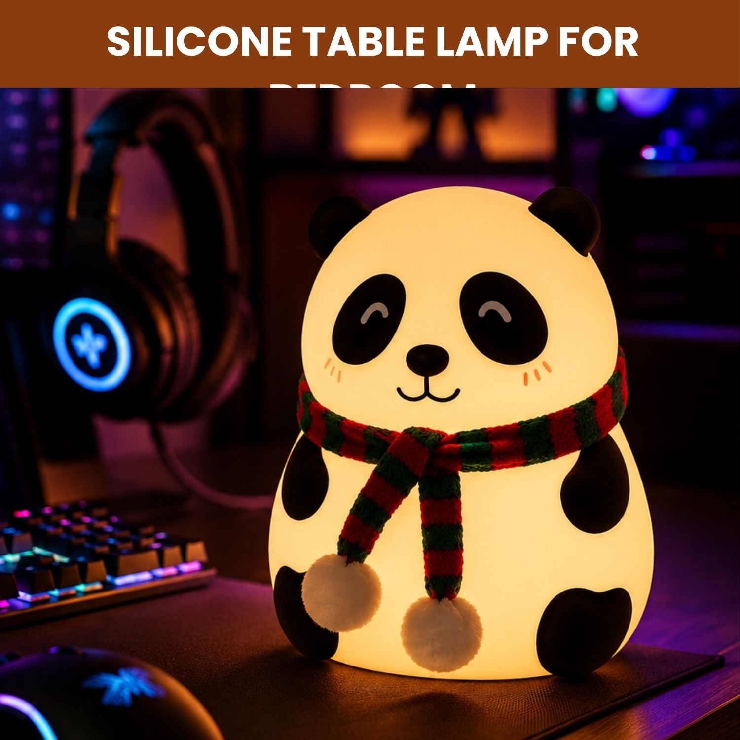 syara Panda LED Night Lamp, Silicone Rechargeable Bedside Light with Touch ControlI447 Night Lamp-picture-15