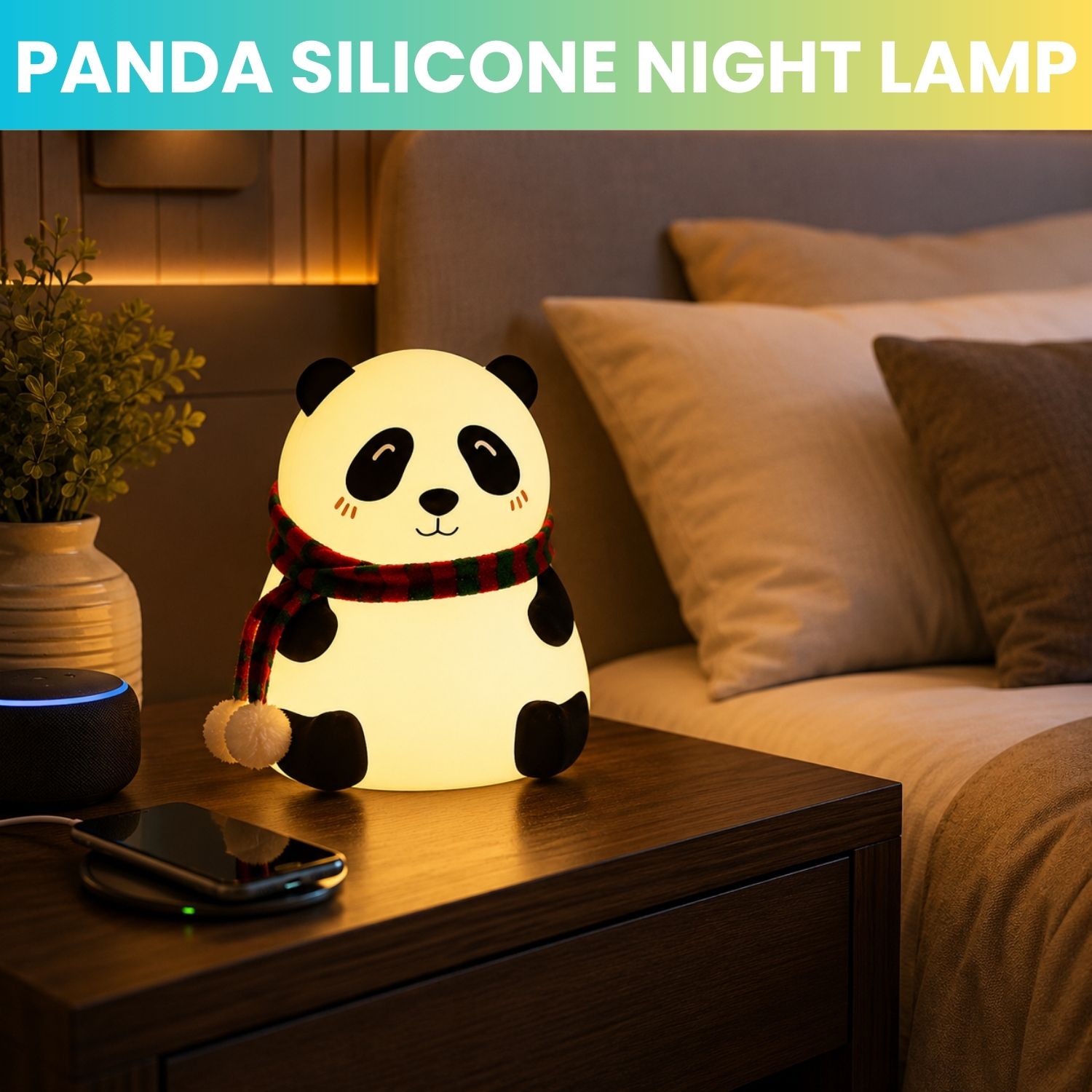 yaroh Panda LED Night Lamp, Silicone Rechargeable Bedside Light with Touch ControlE203 Night Lamp-picture-46