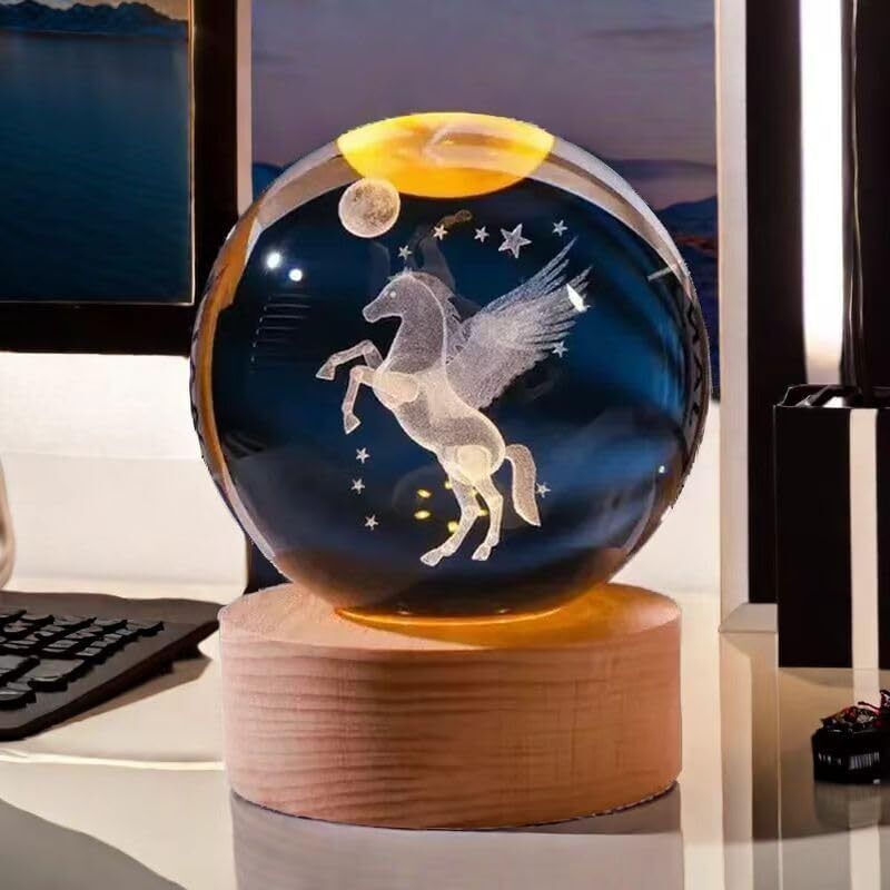 Crystal Ball Light for Home Decoration LED 3D Moon Horse Night Lamp Night Lamp-image-49