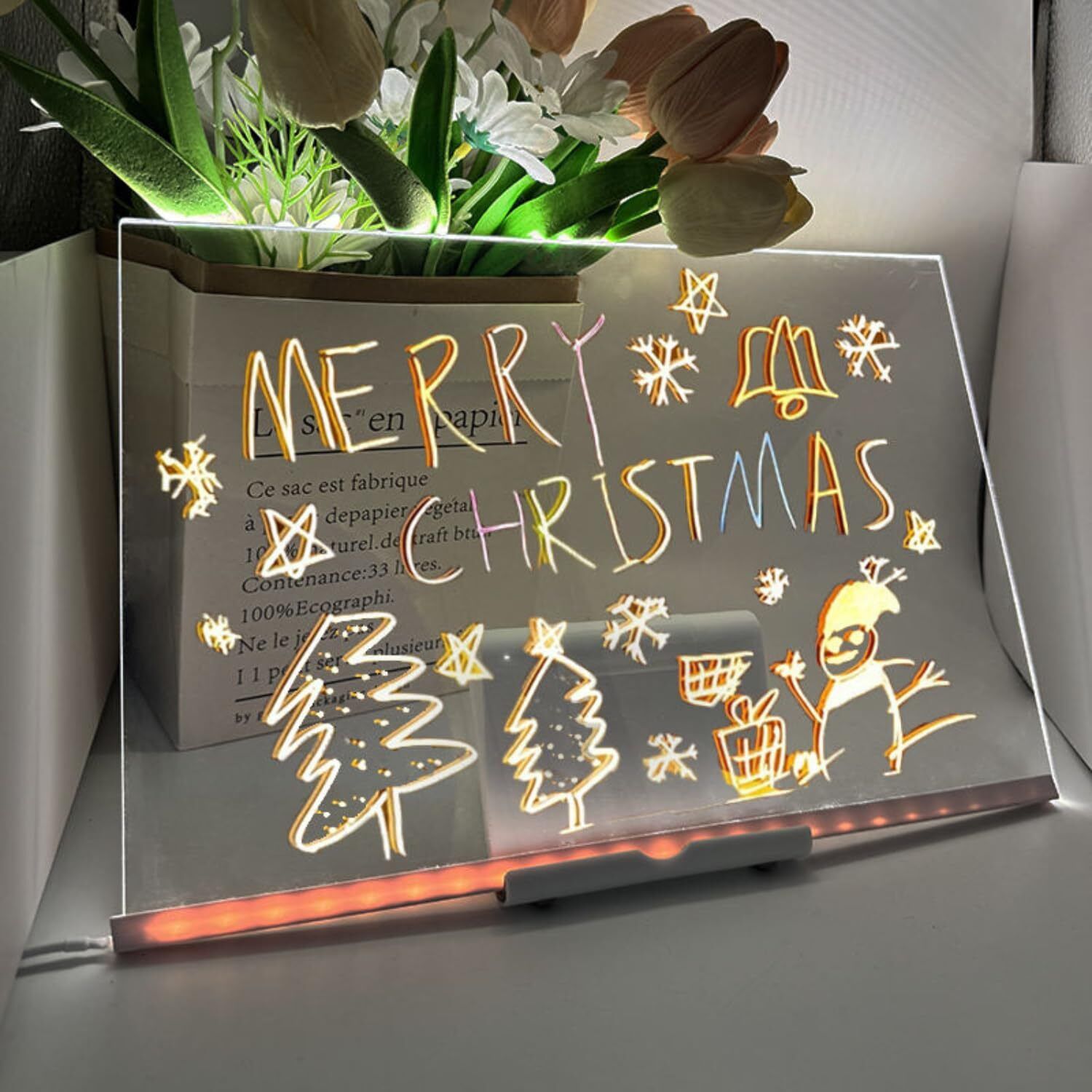 sse toy 30cm Acrylic Writing Board with Pen & Light Rewritable Message Board Table Lamp Study Lamp-picture-30