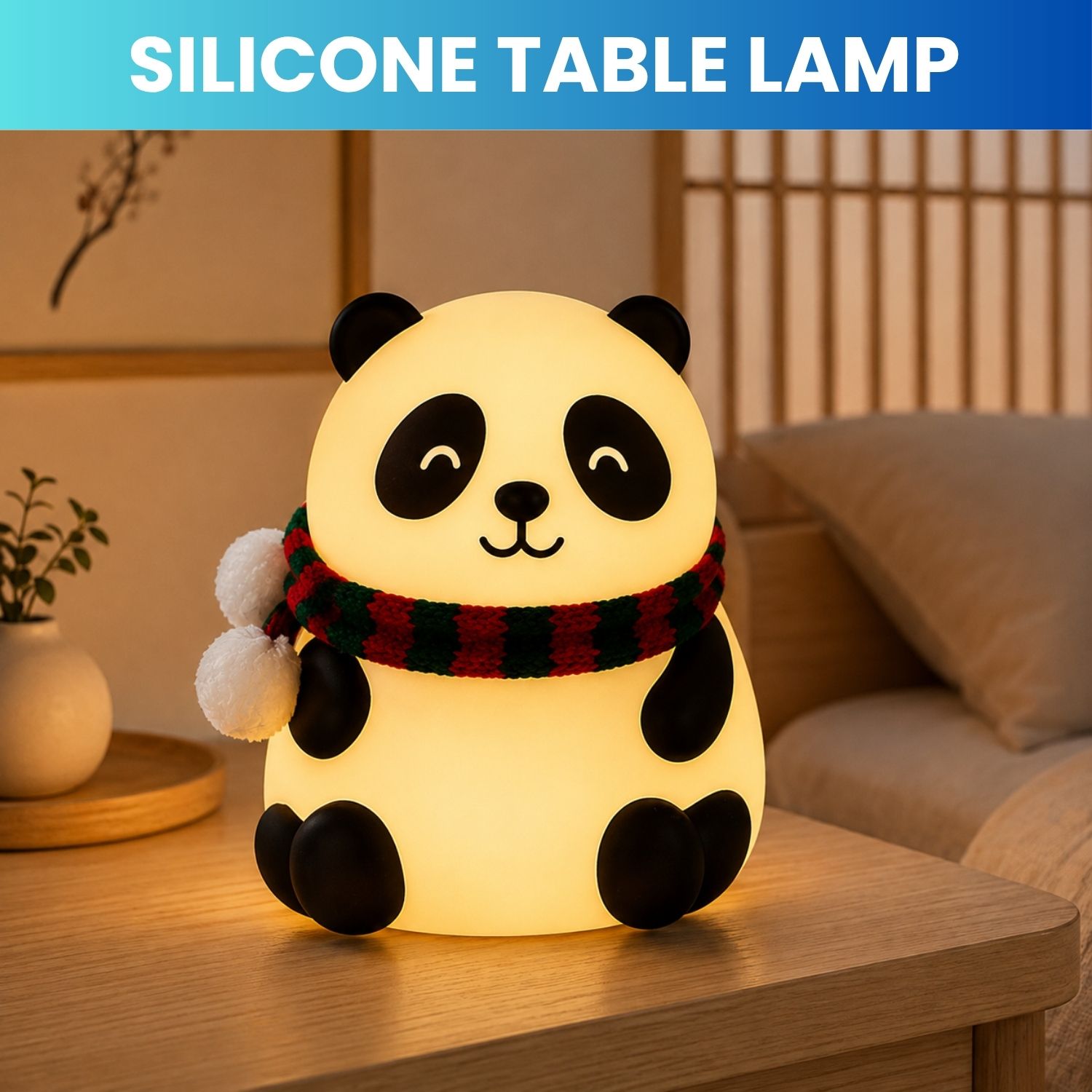 frony Panda LED Night Lamp, Silicone Rechargeable Bedside Light with Touch ControlY76 Night Lamp-picture-43