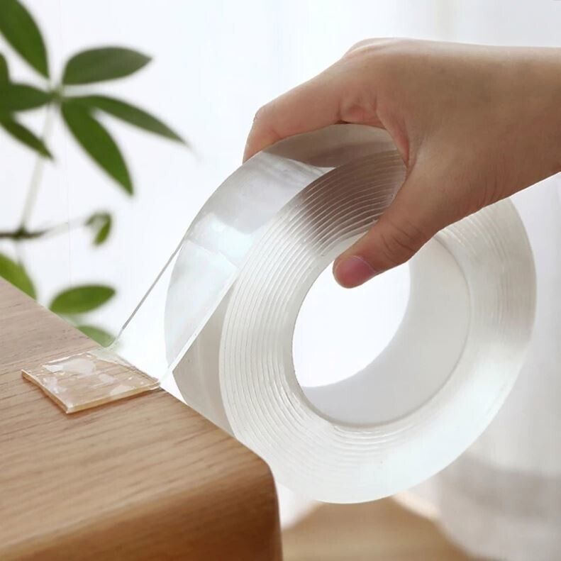 renyke Double Sided Tape Heavy Duty, Transparent Strong Adhesive Mounting Trackless Removable Washable for Tape for Posters, Carpets, Photo Frames, Home,Kitchen,Office,Car Decor 3 Meter Tapes (Manual)-picture-27
