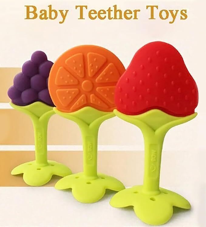 bindian Baby Teething Toys,Fruit Shaped Silicone Baby Teethers PACK OF 3 Teether-picture-15