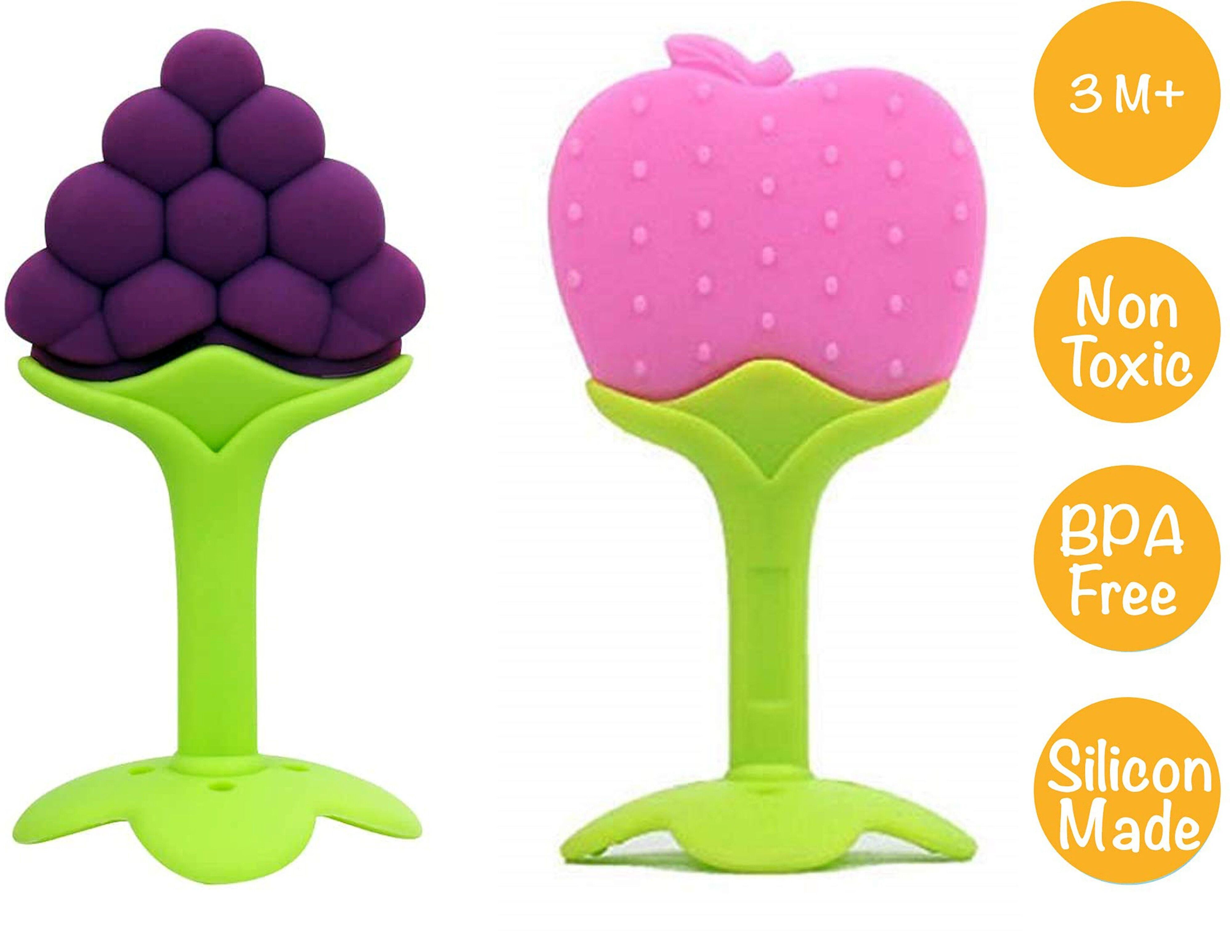 Silicone BPA Free Fruit Shape Teethers for Baby/Infants (Grapes & Apple) Teether-image-27