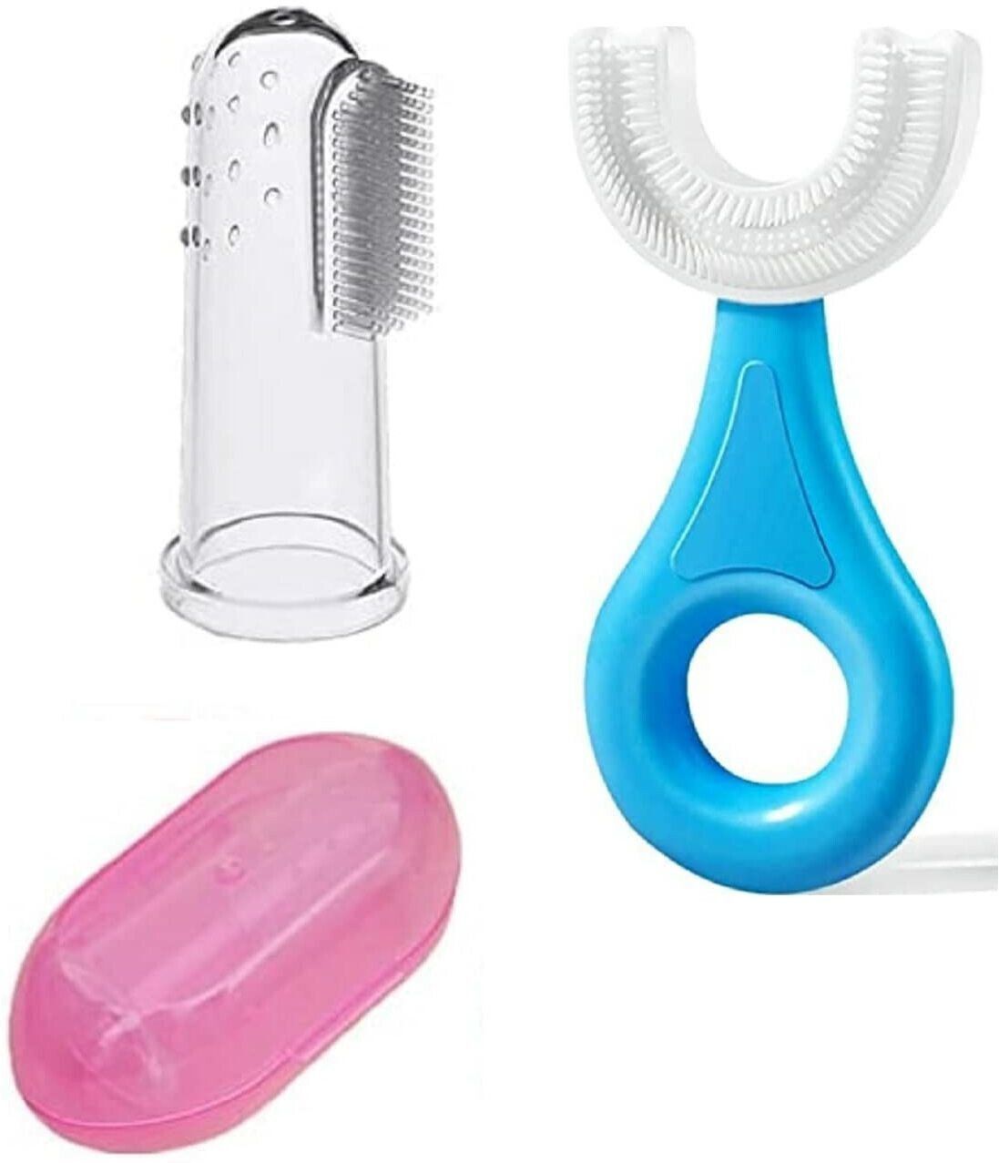 Brand Name Combo Pack of Baby U-Shape Brush & Silicone Finger Brush for Kids Ultra Soft Toothbrush-image-18