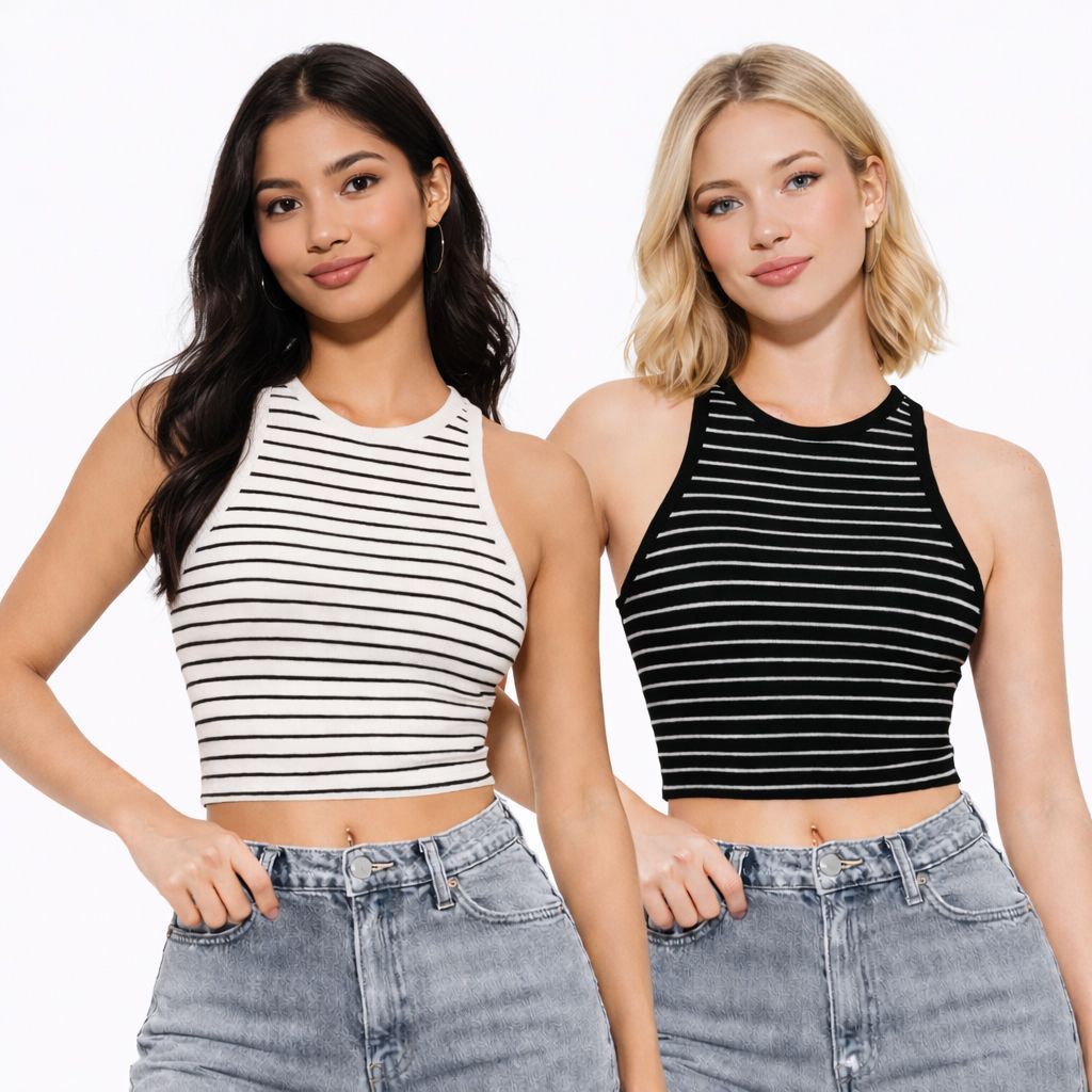 srisaras Pack of 2 Casual Sleeveless Solid Women Multicolor Top-picture-44
