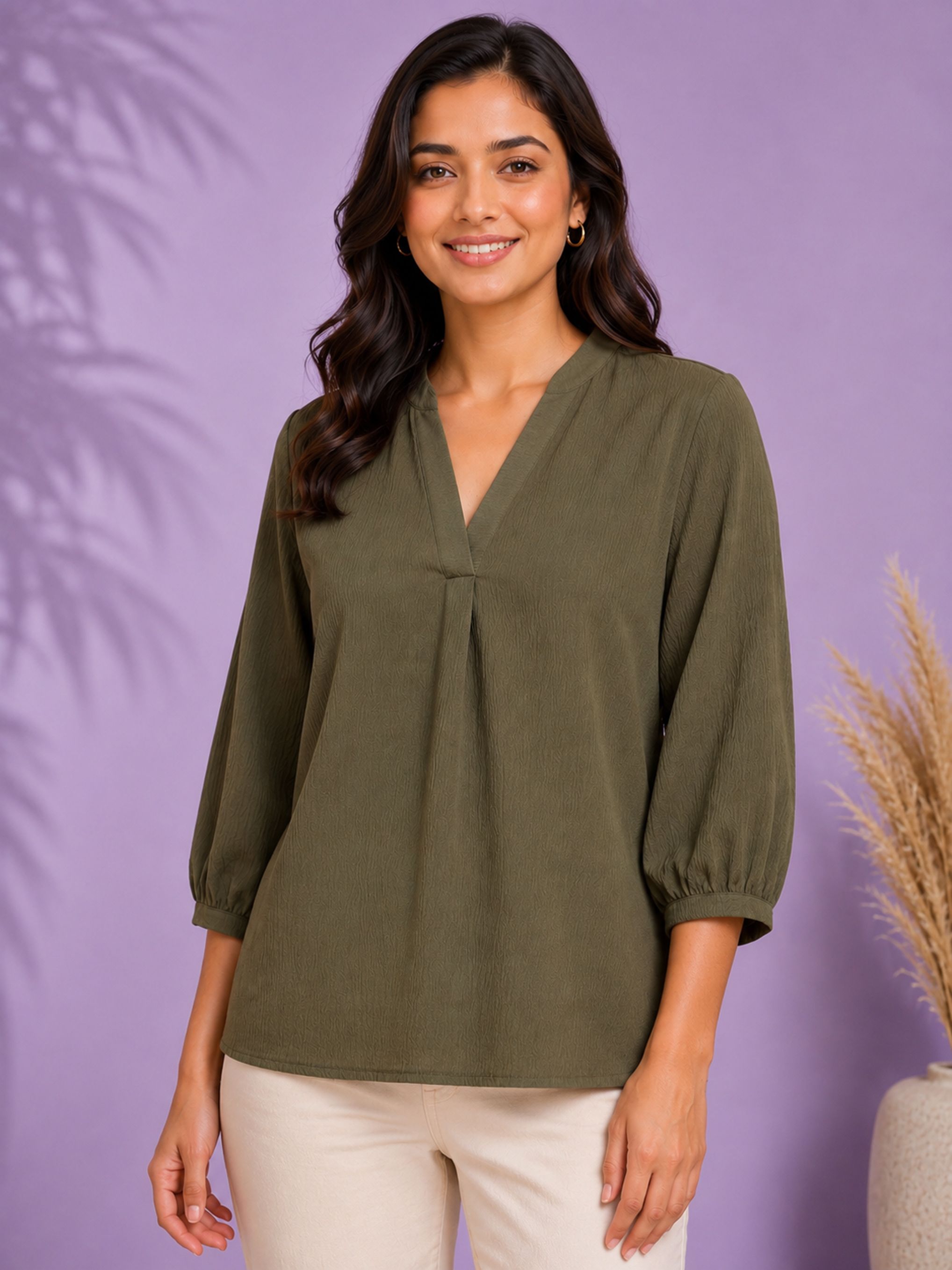 kasendra Casual Regular Sleeves Self Design Women Green Top-picture-9