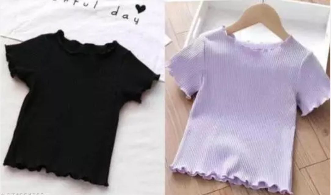 Pack of 2 Casual Regular Sleeves Striped Women Black, Purple Top-image-2