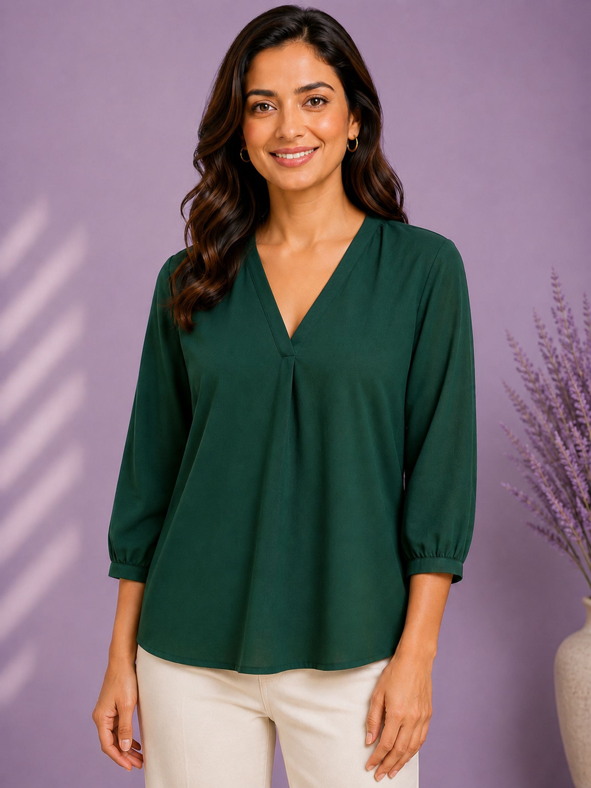 kasendra Casual Regular Sleeves Self Design Women Green Top-picture-10