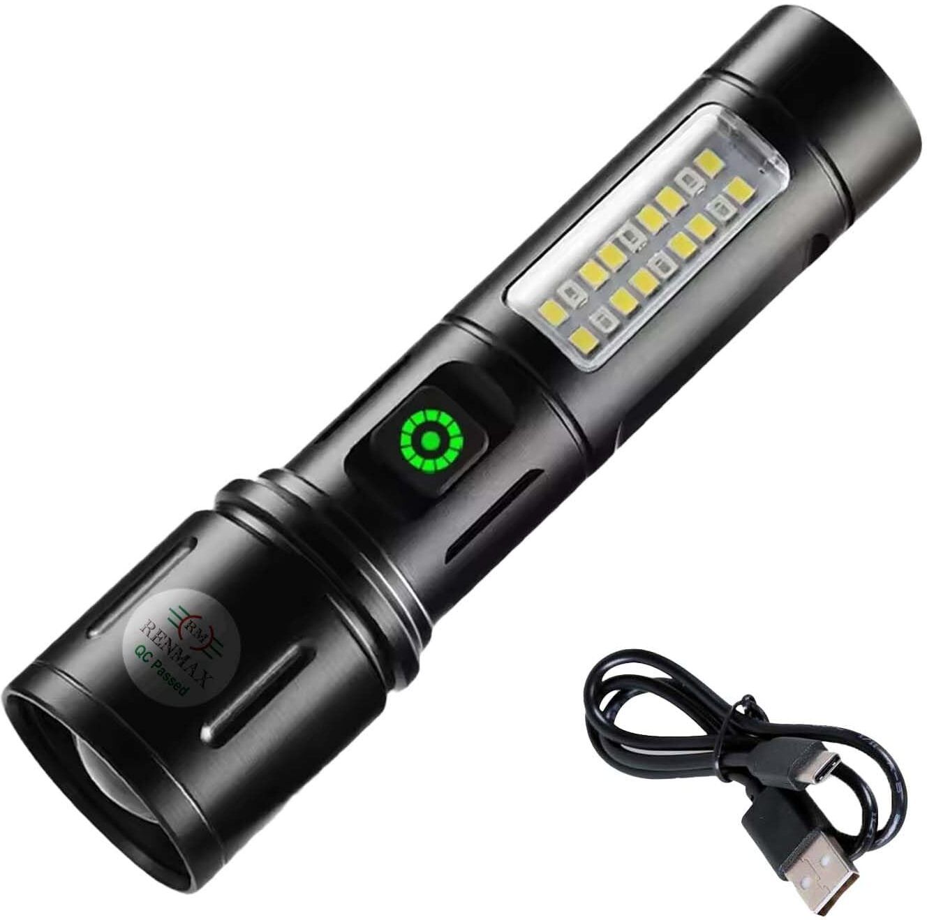 Metal Body 200W Rechargeable Long Range Flashlight Torch Rechargeable) Torch-image-6