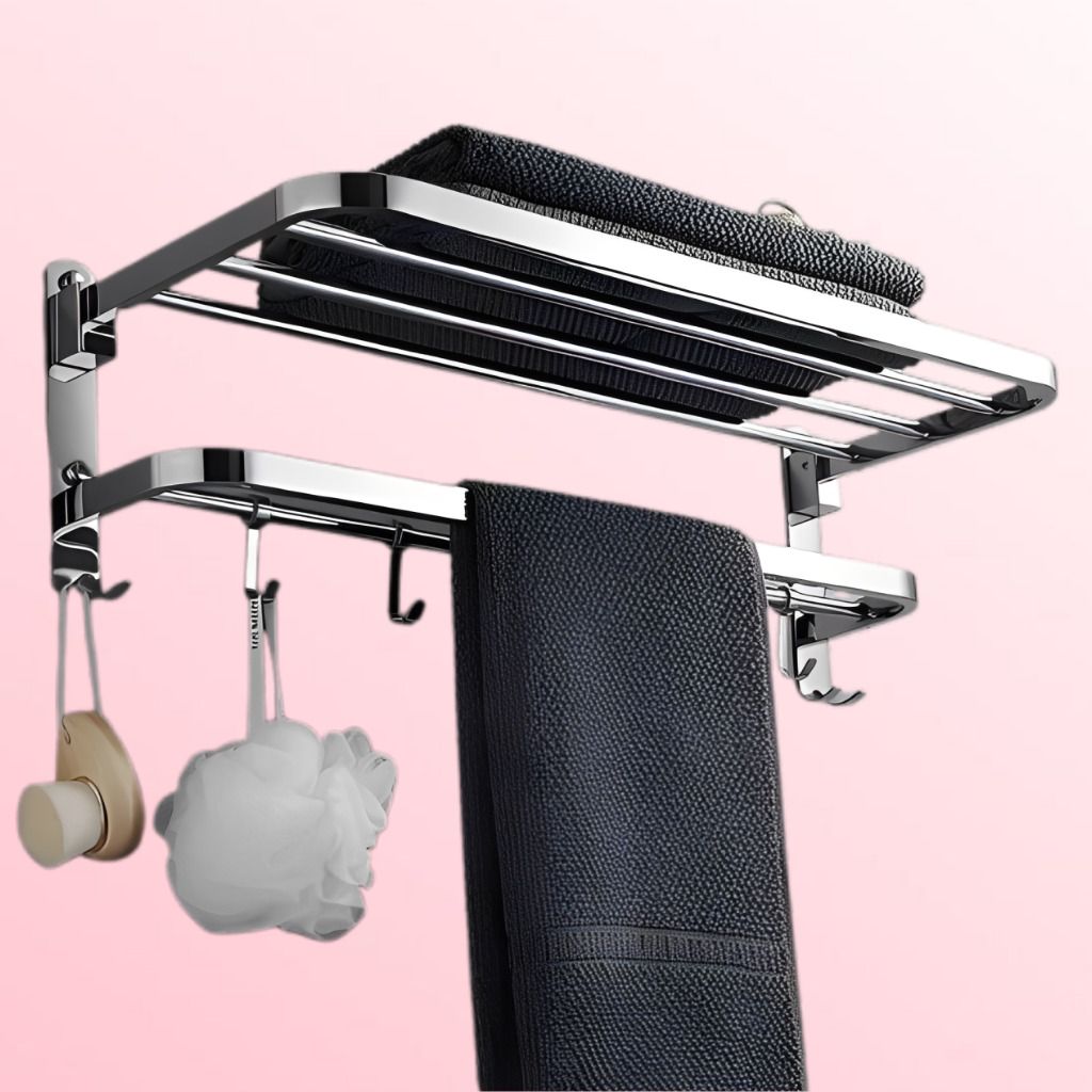 Primax HomeWave Folding Bathroom Rack Silver Towel Holder-image-42