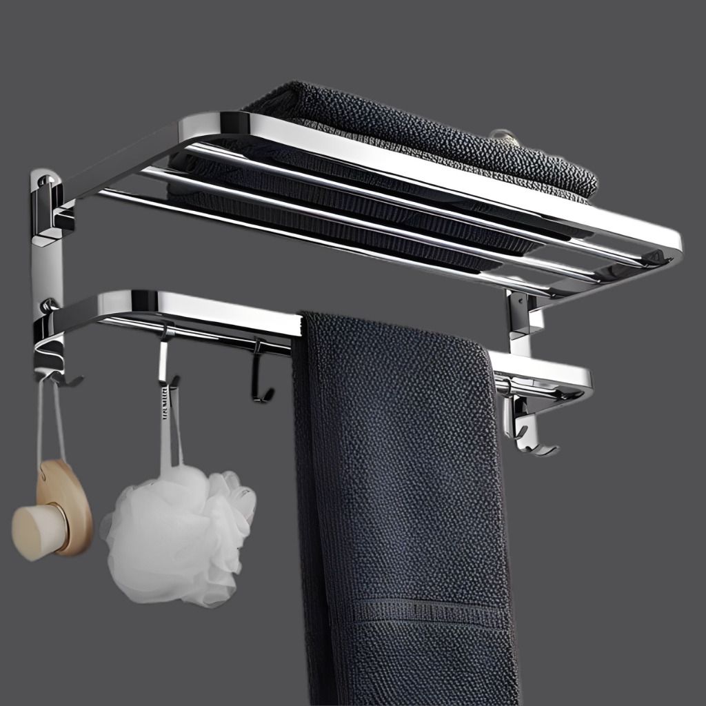 Primax Signature Dual Folding Stainless Steel Towel Rack Silver Towel Holder-image-47