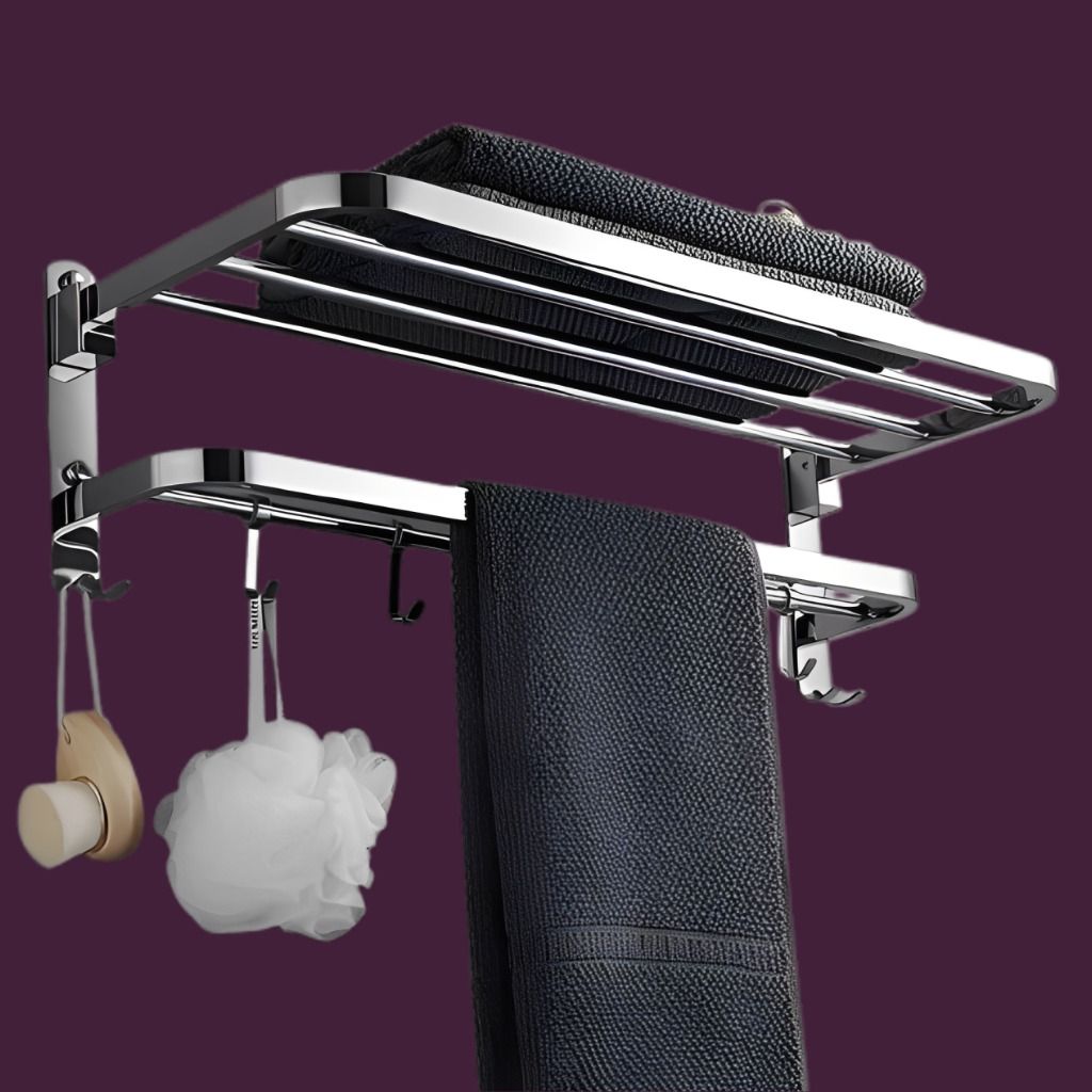 Primax HydroFlex Dual Fold Towel Holder for Bathroom Silver Towel Holder-image-5