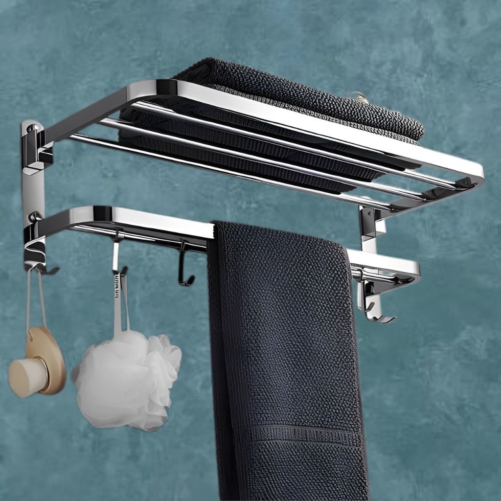 Primax RoyalFold Dual Wall Mounted Towel Stand Silver Towel Holder-image-18