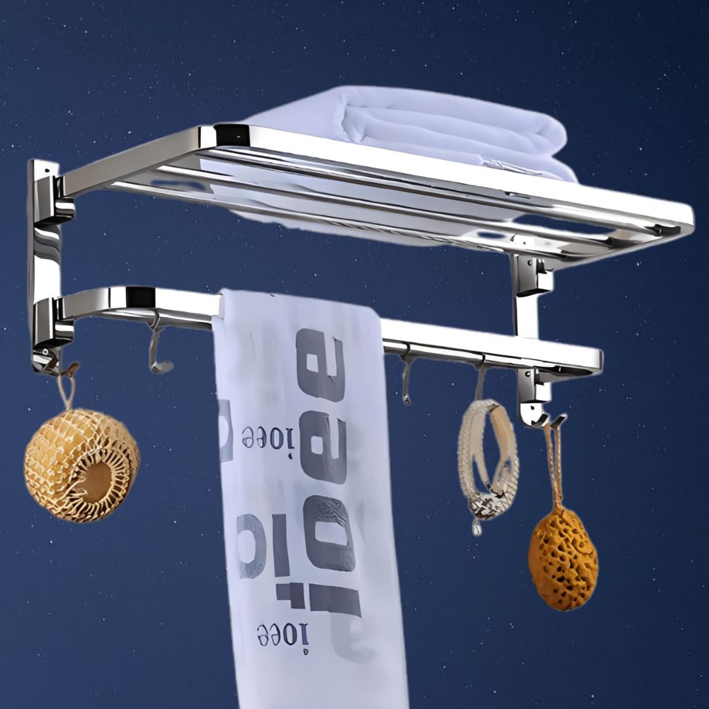 Stainless Steel Wall Shelf for Towels Clothes and Accessories Silver Towel Holder-image-28