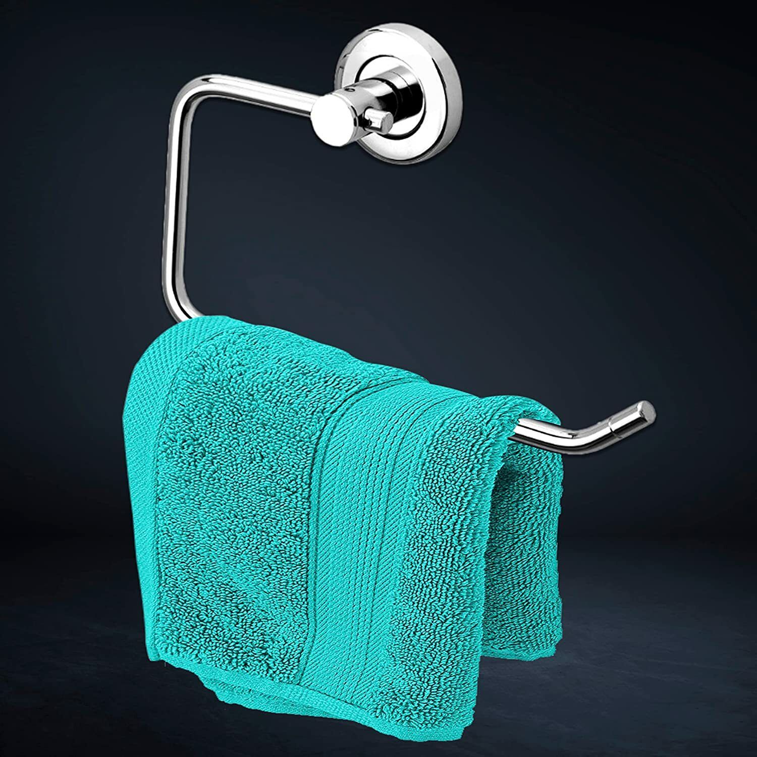 riomax Wall Mounted Towel Ring / Towel Holder / Napkin Hanger (Half Square) Silver Towel Holder-picture-44