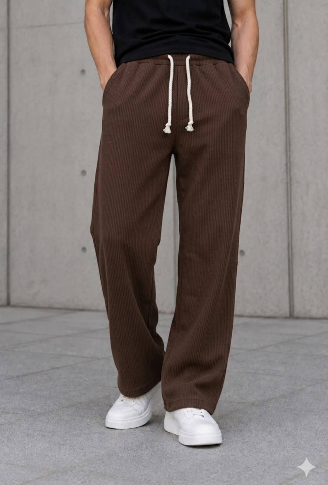 Men Self Design Brown Track Pants-image-16