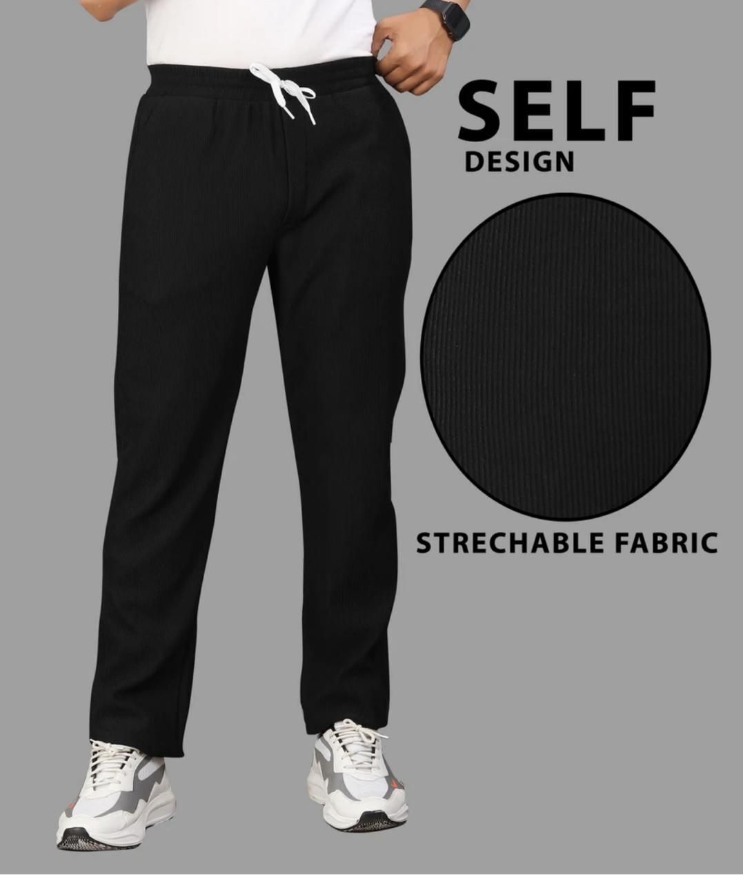 Men Self Design Black Track Pants-image-43