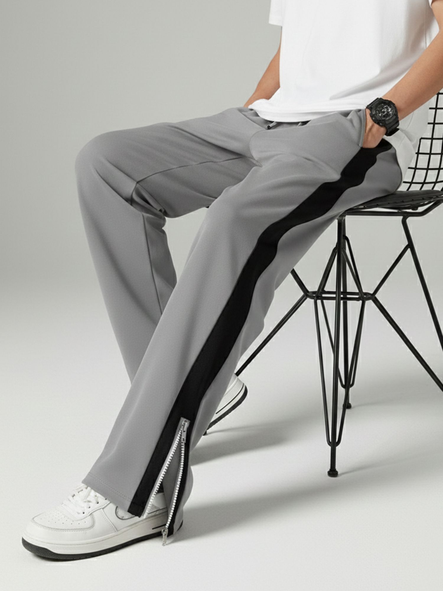 jump cuts Men Solid Grey Track Pants-picture-21