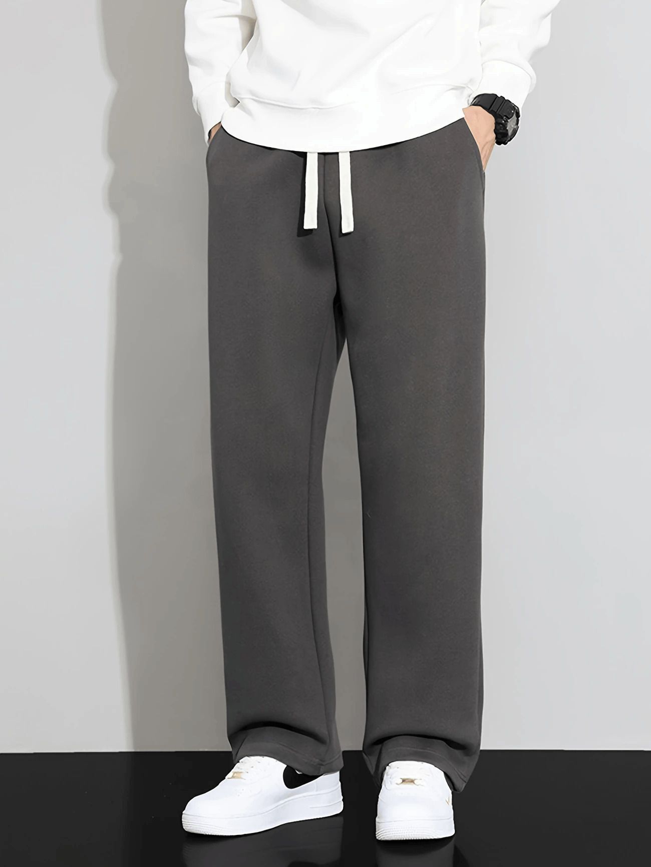 Men Solid Grey Track Pants