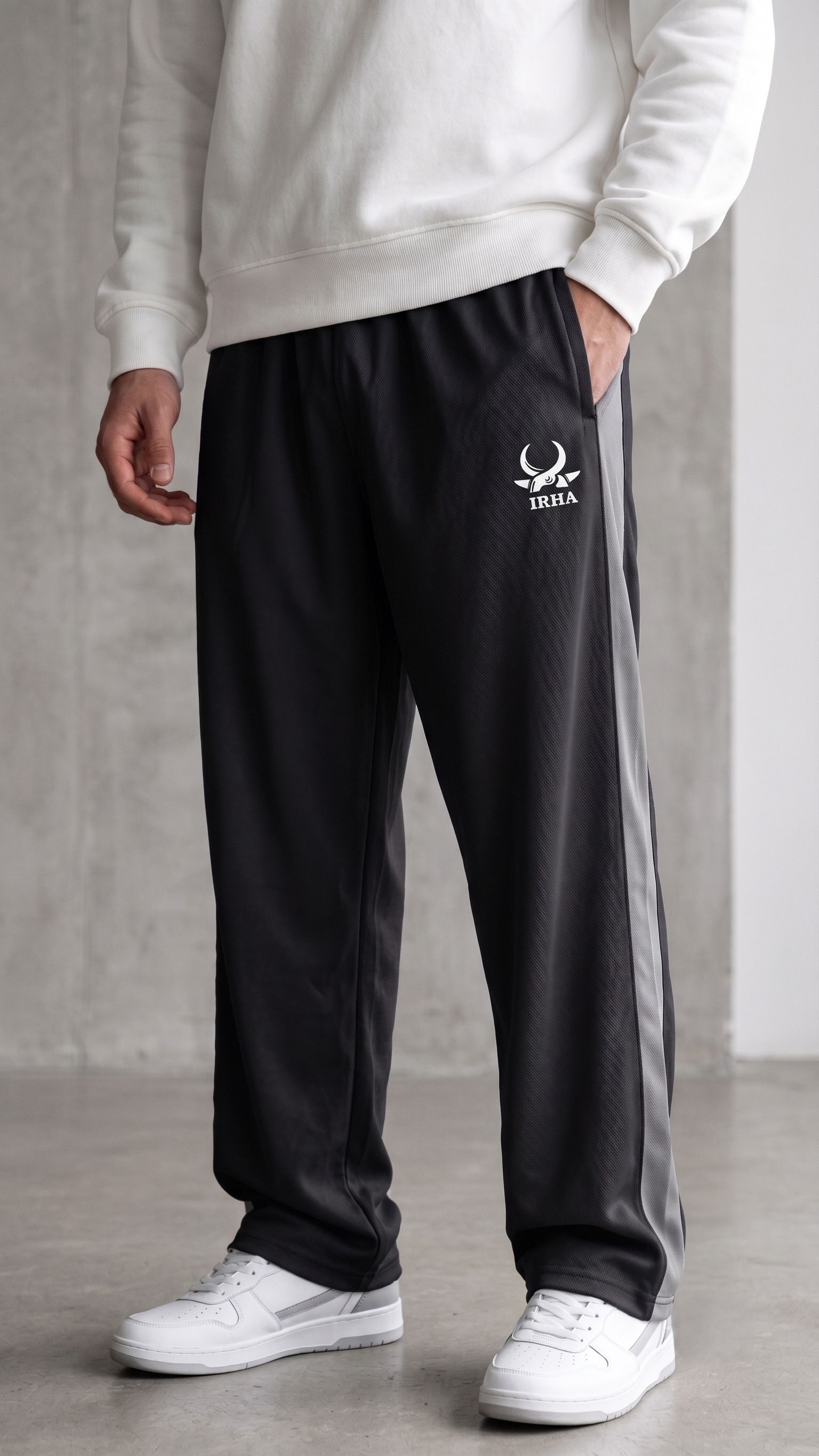 irha Men Self Design Black Track Pants-picture-35