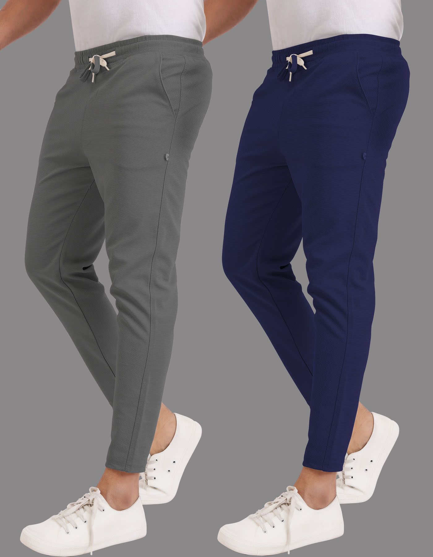 glaluzy Pack of 2 Men Solid Grey Track Pants-picture-10