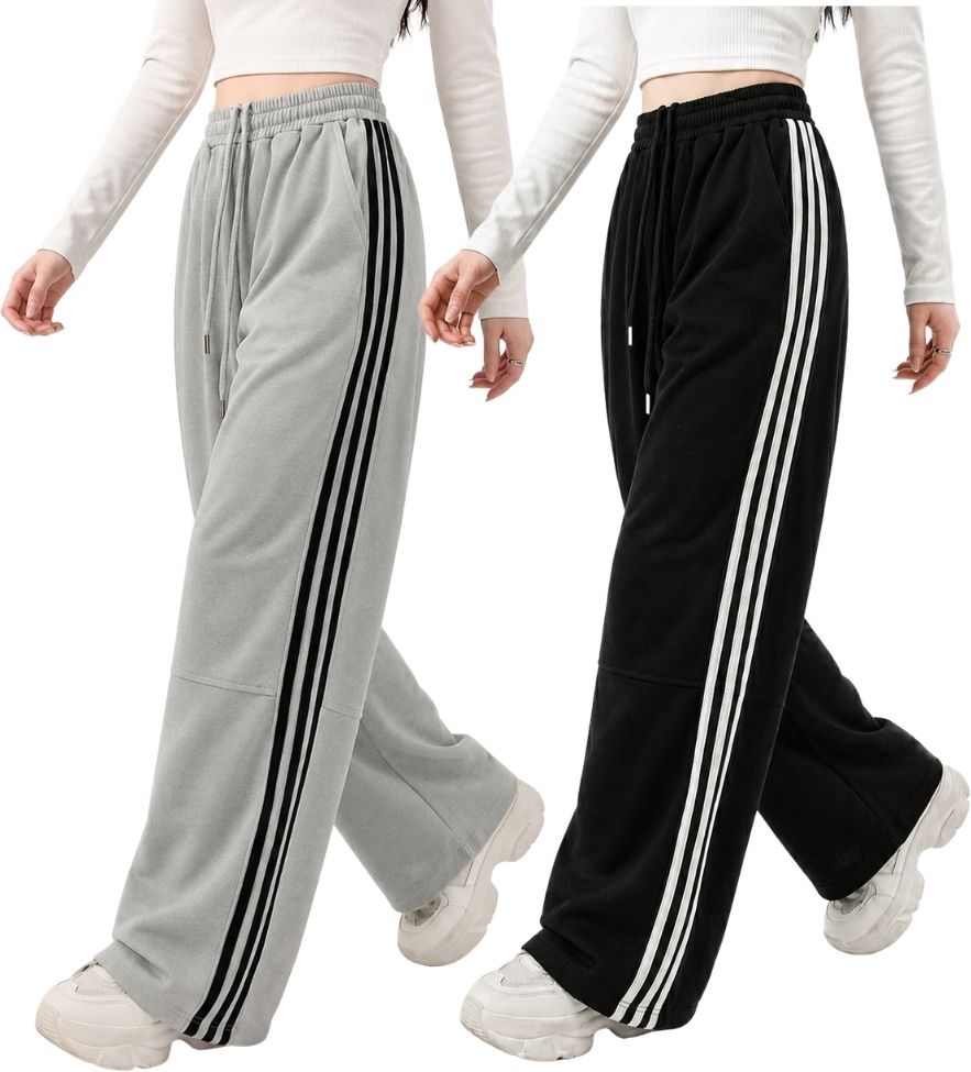 eha Pack of 2 Women Striped Multicolor Track Pants-picture-41