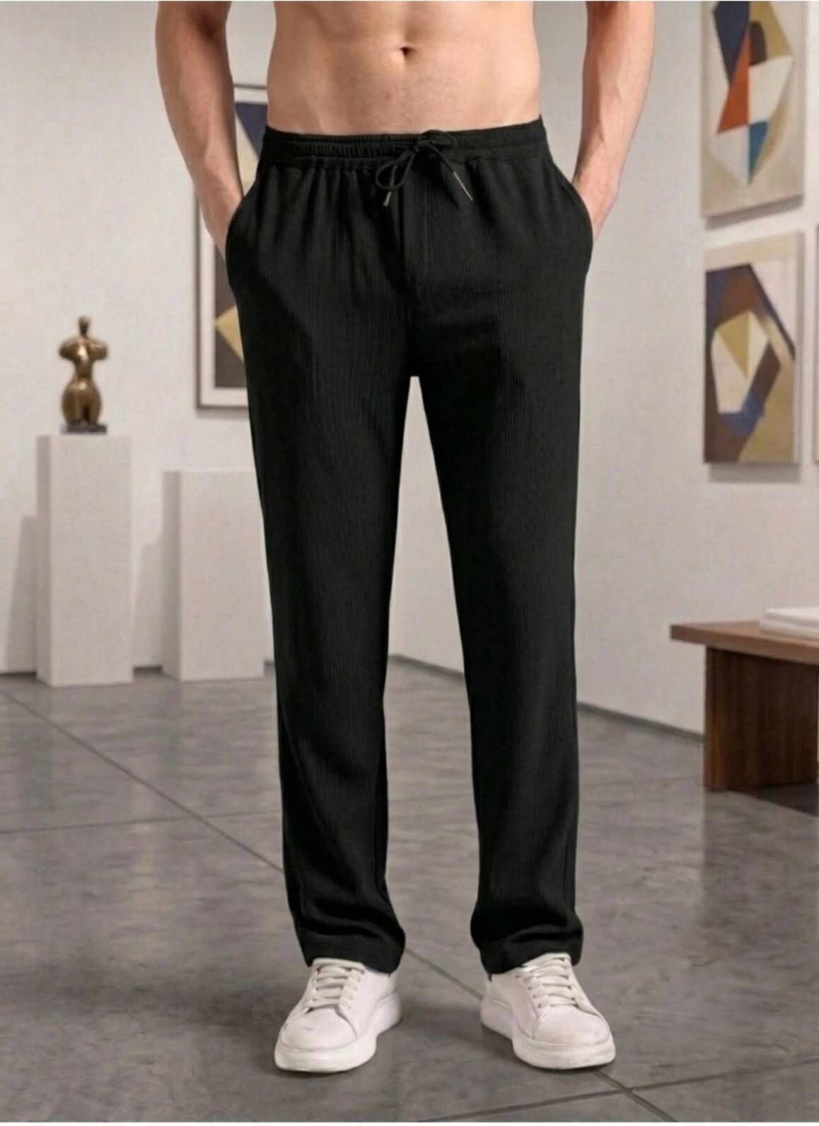 Men Solid Black Track Pants-image-23