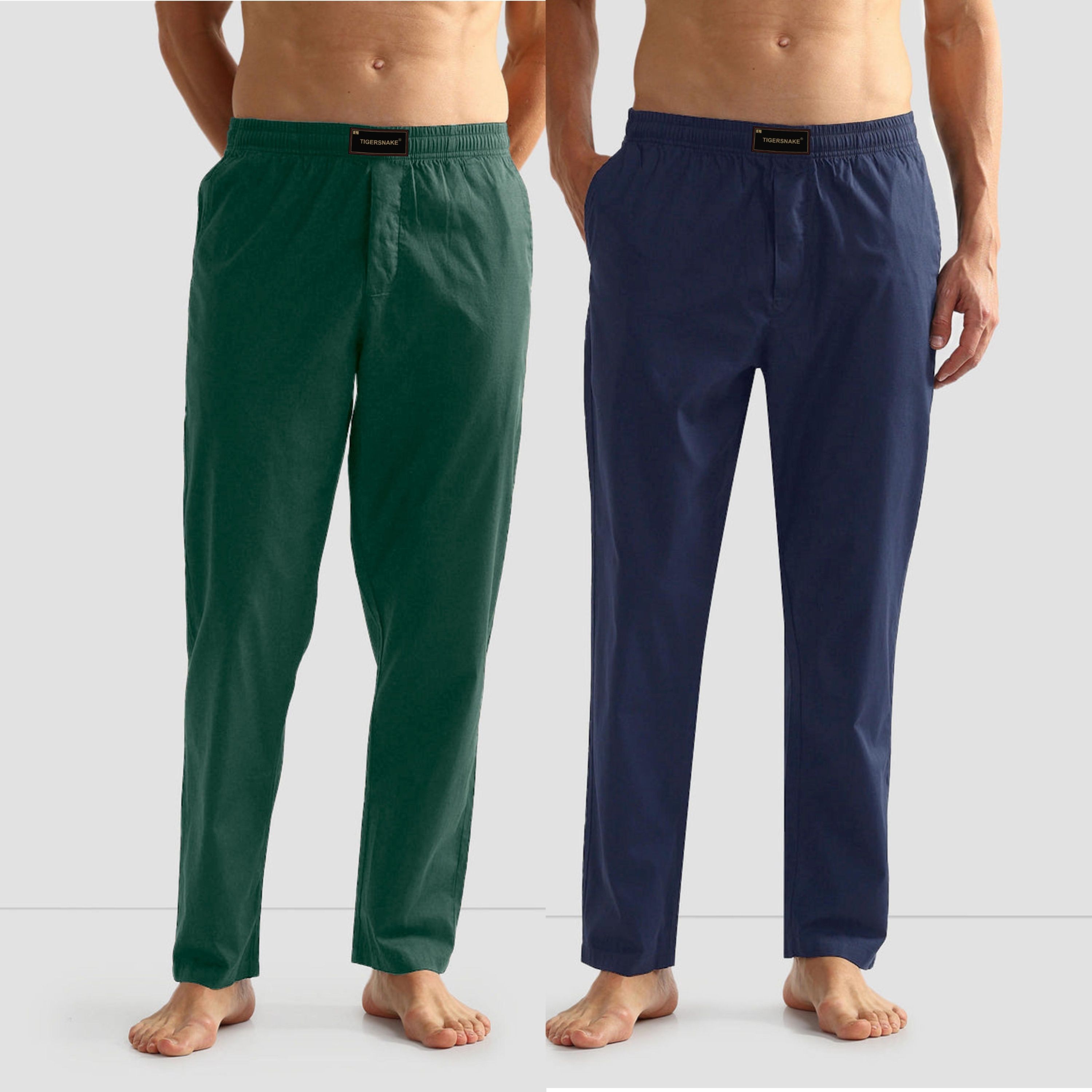 tigersnake Pack of 2 Men Solid Dark Green, Dark Blue Track Pants-picture-20