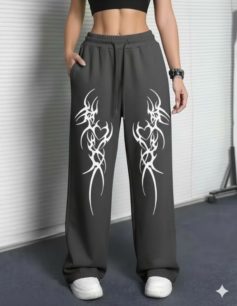 sheetaldgroups Women Graphic Print Silver Track Pants-picture-14
