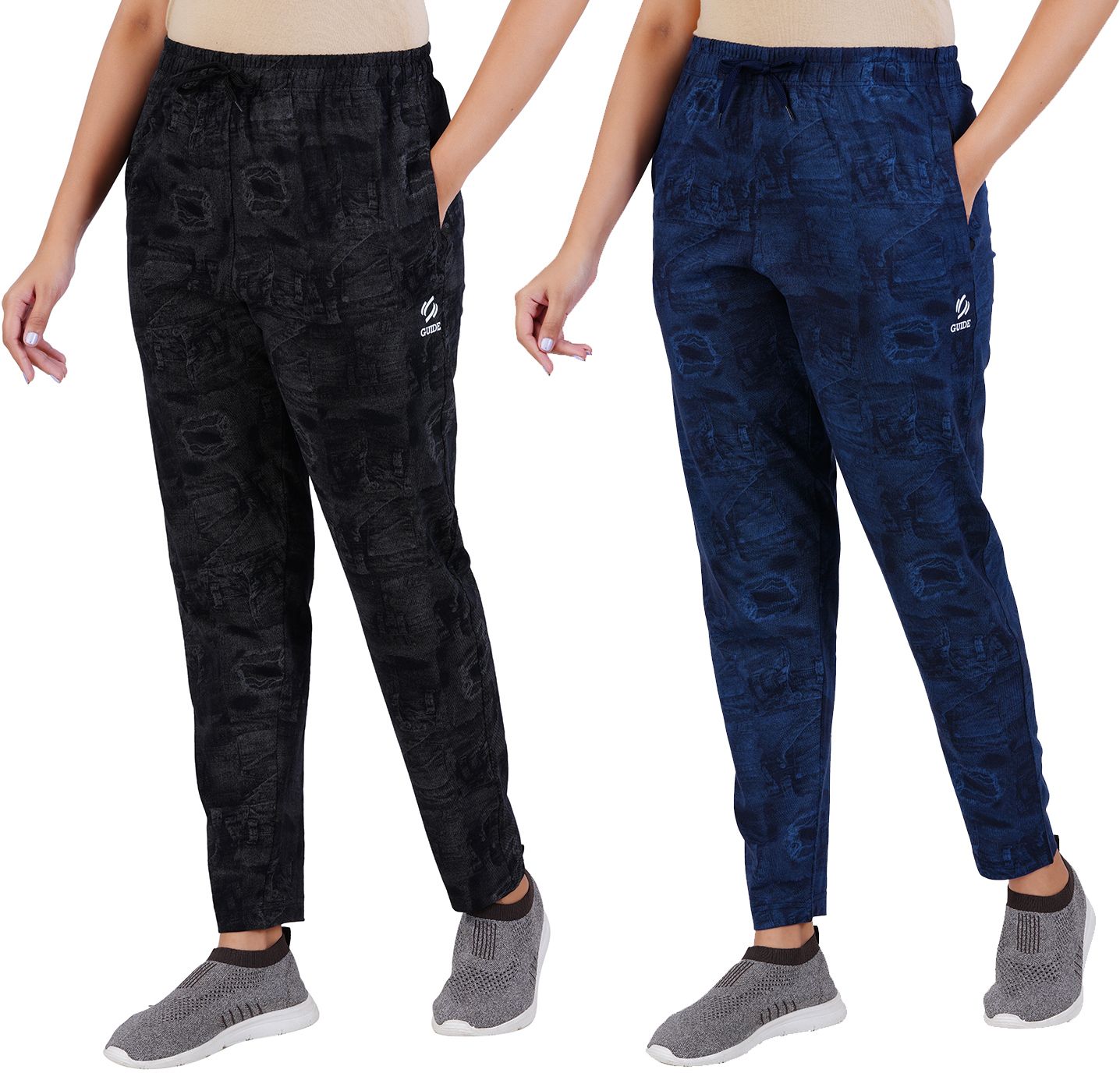 guide Pack of 2 Women Printed Black, Dark Blue Track Pants-picture-14