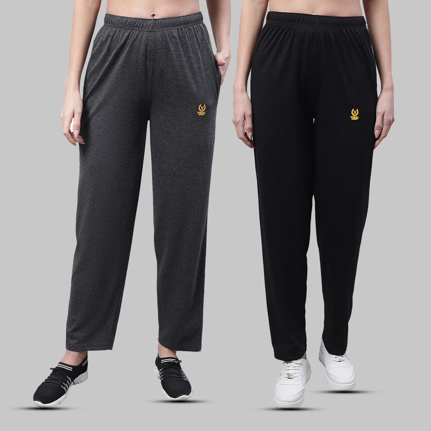 mack jonney Pack of 2 Women Solid Multicolor Track Pants-picture-24