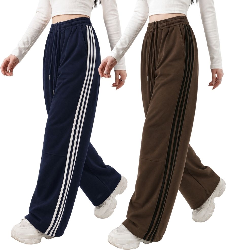 eha Pack of 2 Women Striped Multicolor Track Pants-picture-45