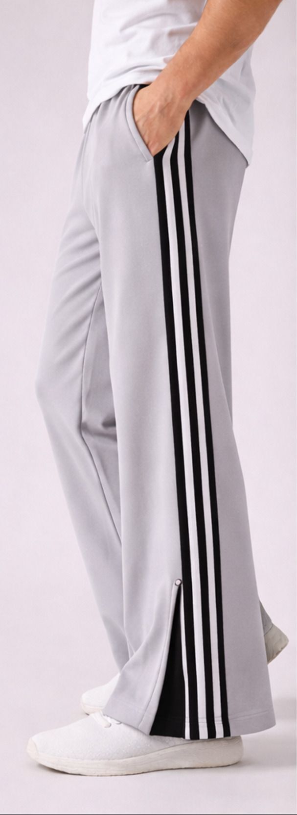 decades Men Striped Grey Track Pants-picture-26