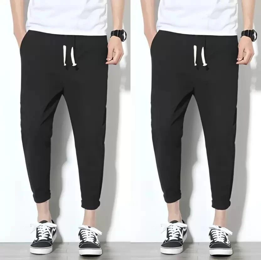 fashion sark Pack of 2 Men Solid Black Track Pants-picture-10