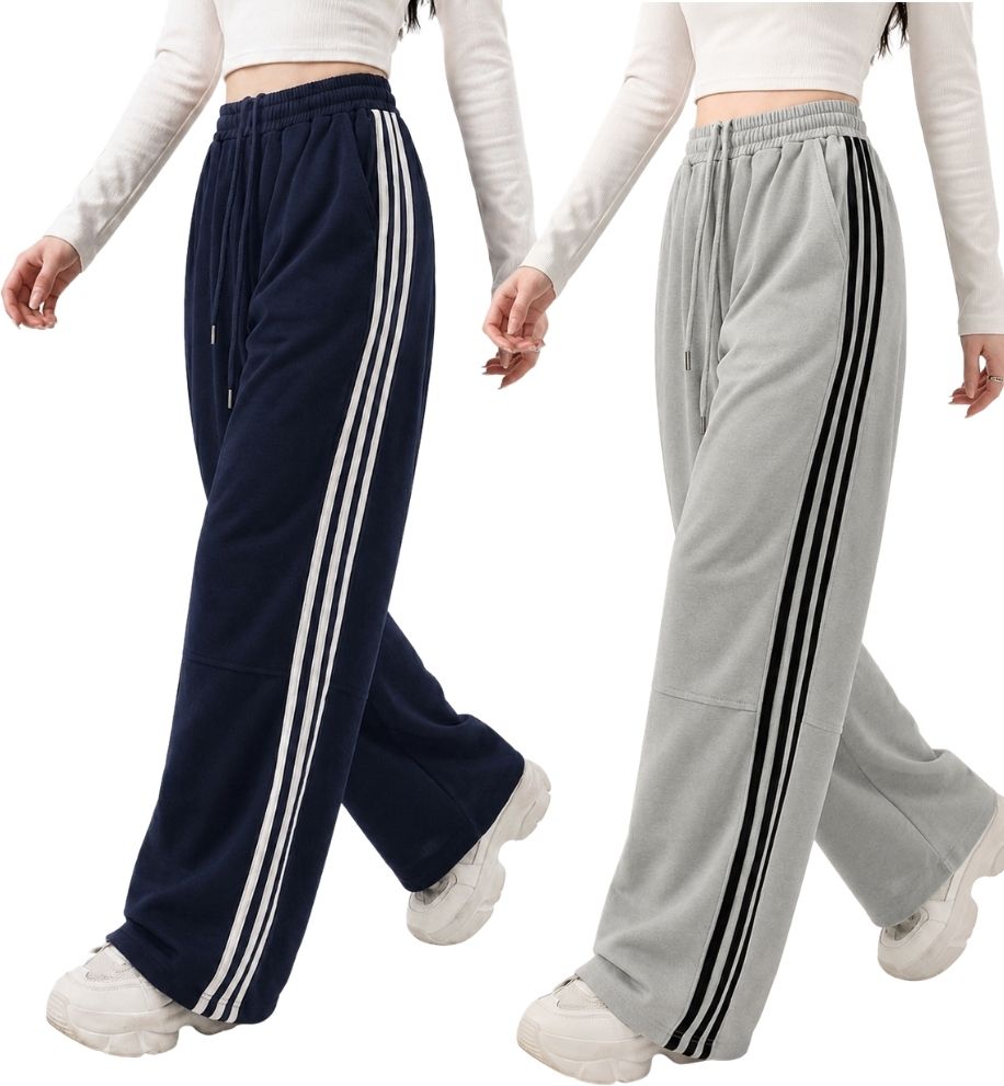 eha Pack of 2 Women Striped Multicolor Track Pants-picture-43