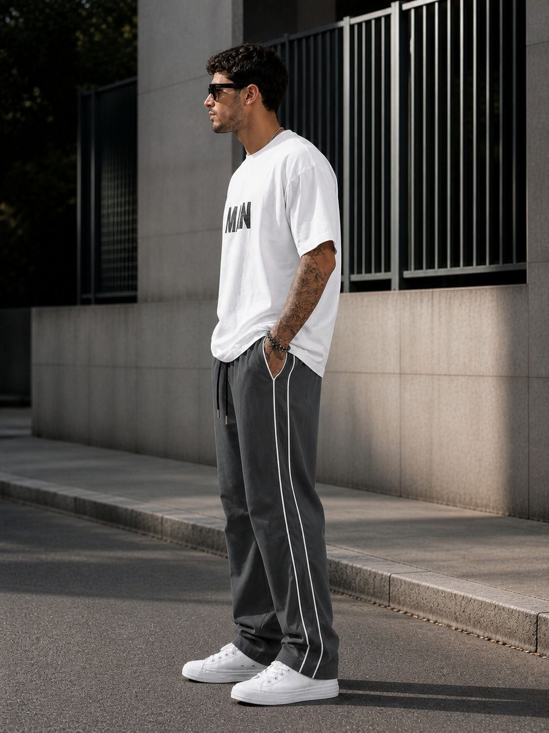 modeshift Men Striped Grey Track Pants-picture-20